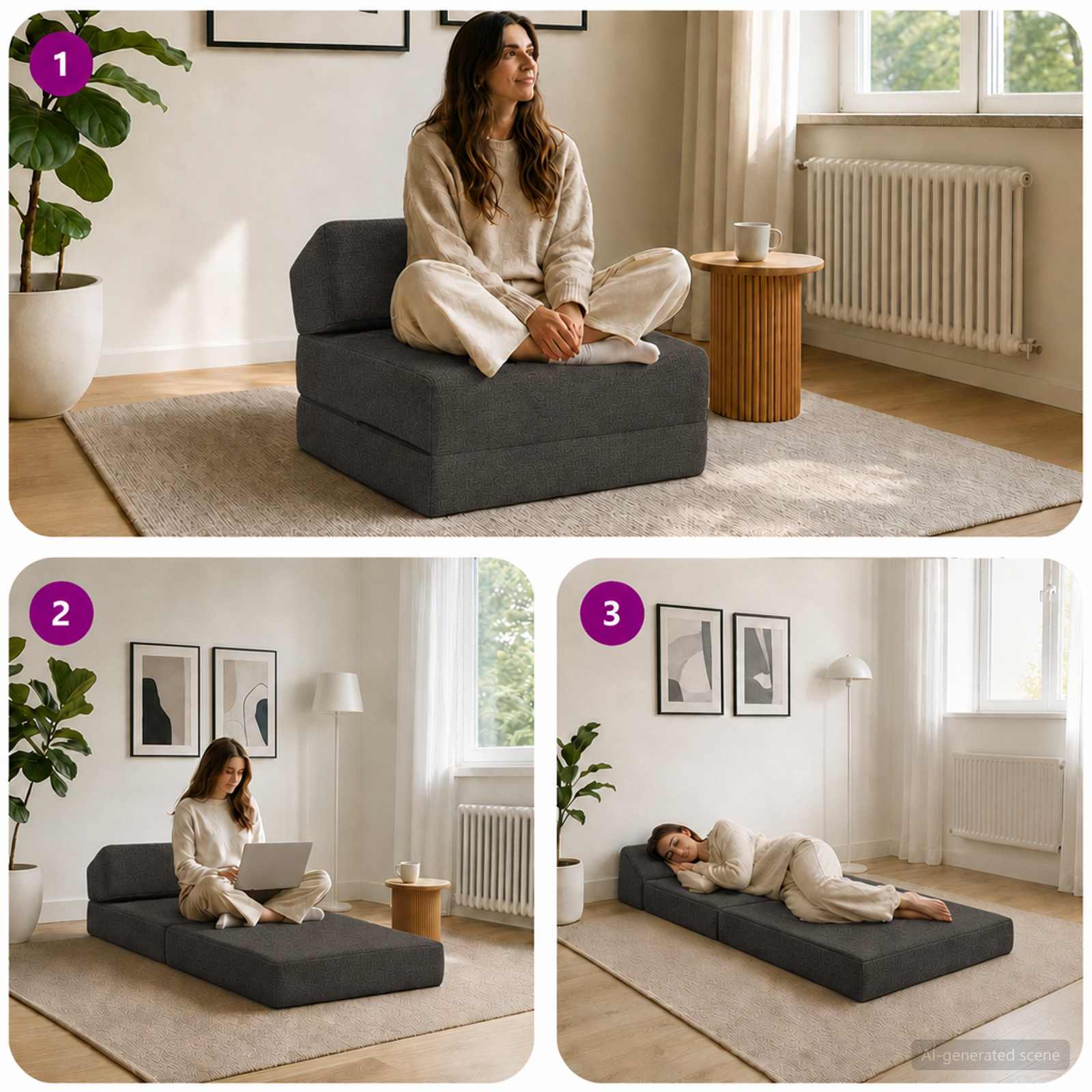 Sofa na razvlačenje Tamnosiva 60 x 70 x 41 cm Tkanina