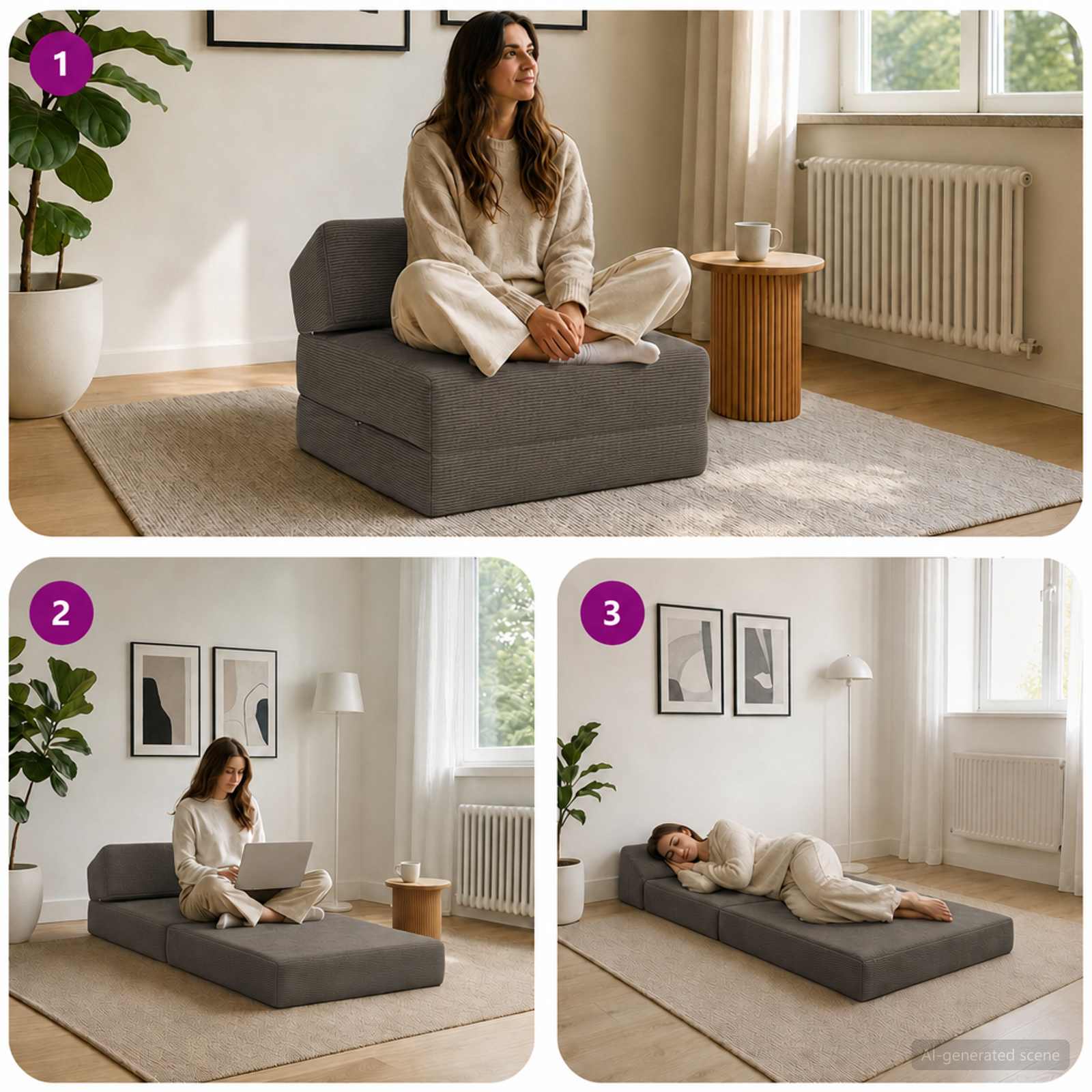 Sofa na razvlačenje Tamnosiva 60 x 70 x 41 cm Tkanina