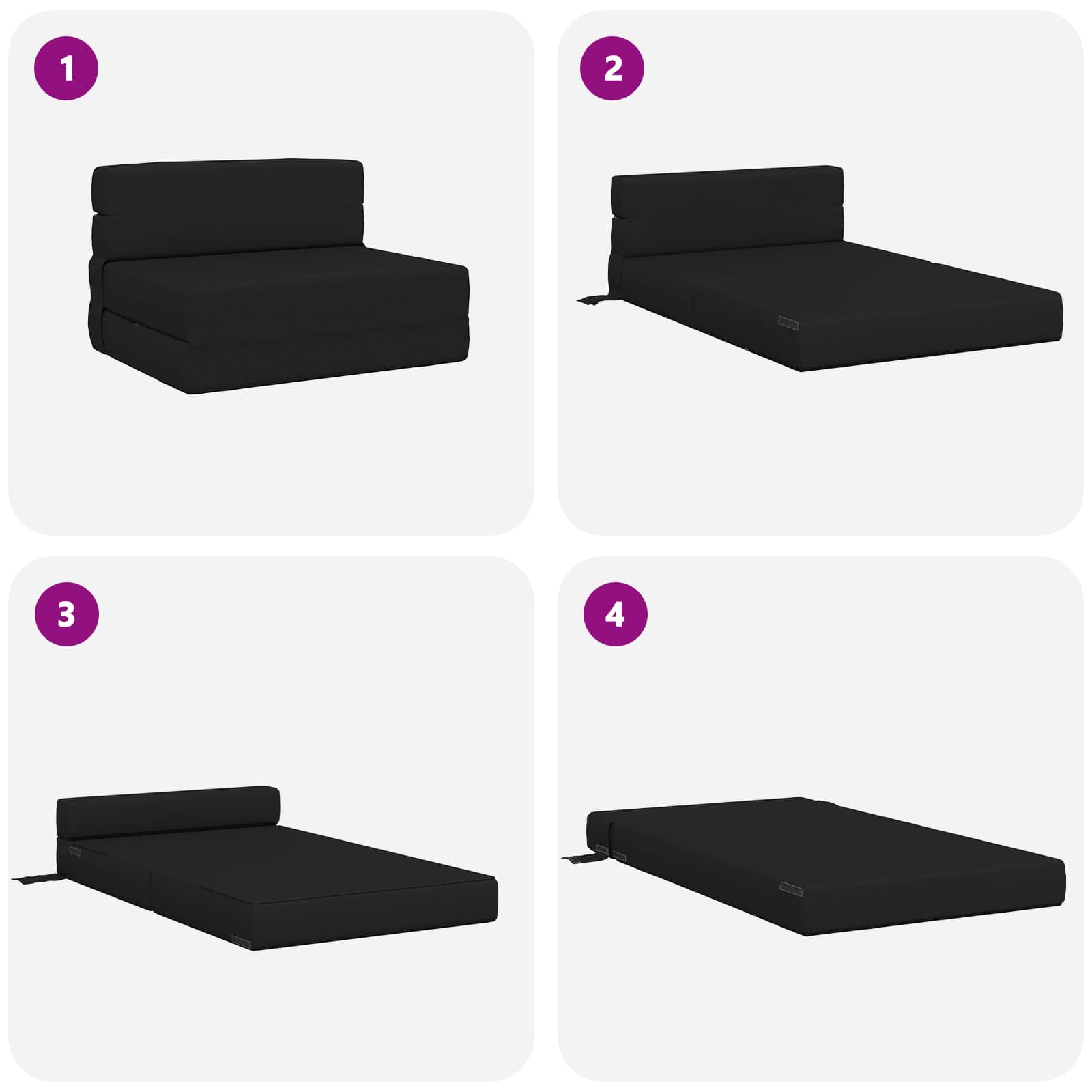 Sofa na razvlačenje Crna 70 x 72 x 60 cm Tkanina