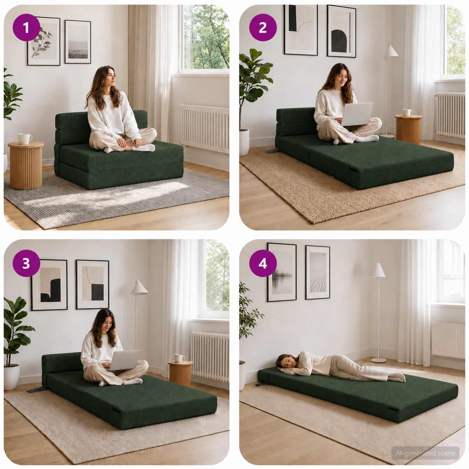 Sofa na razvlačenje Tamnozelena 70 x 72 x 60 cm Tkanina