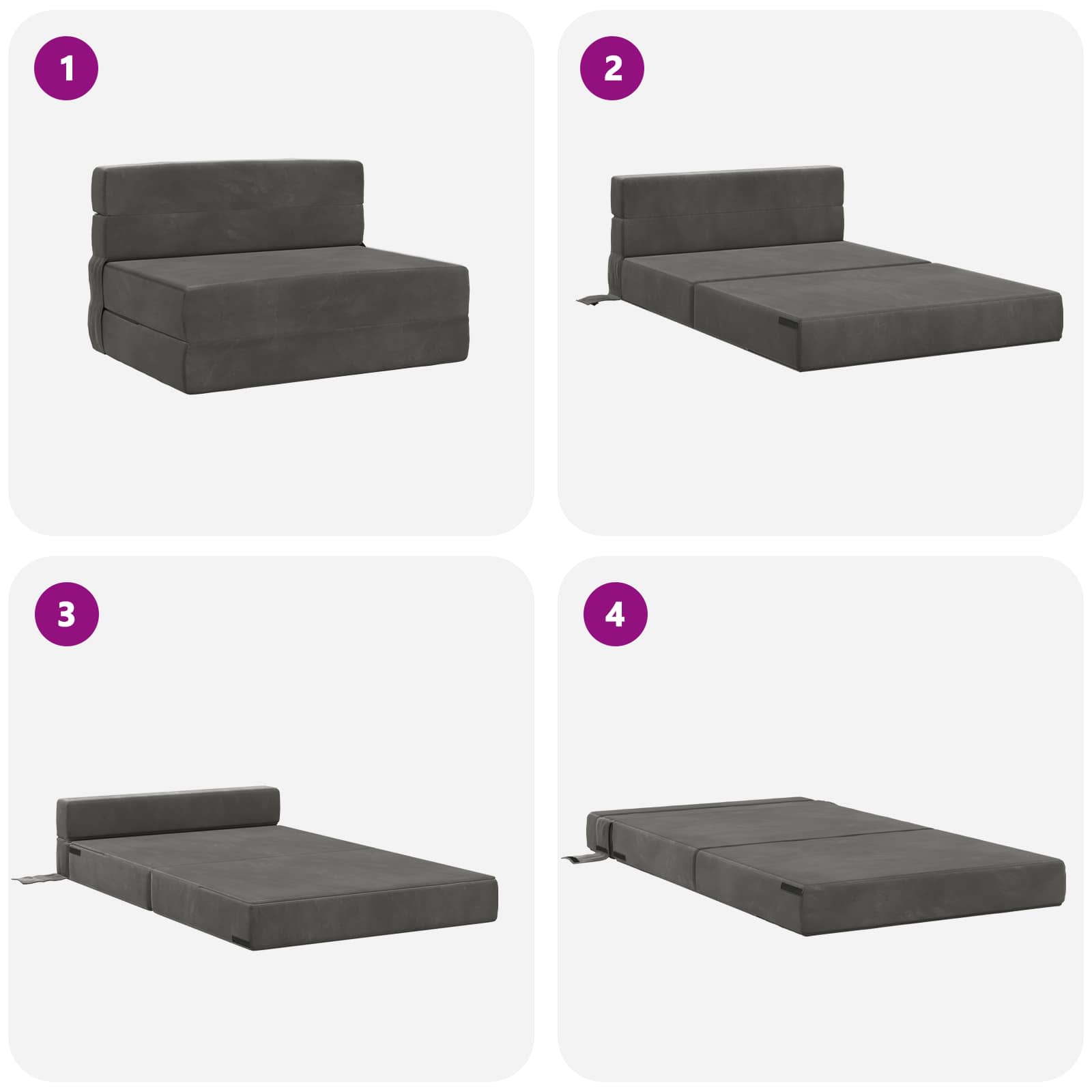Sofa na razvlačenje Tamnosiva 70 x 72 x 60 cm Tkanina