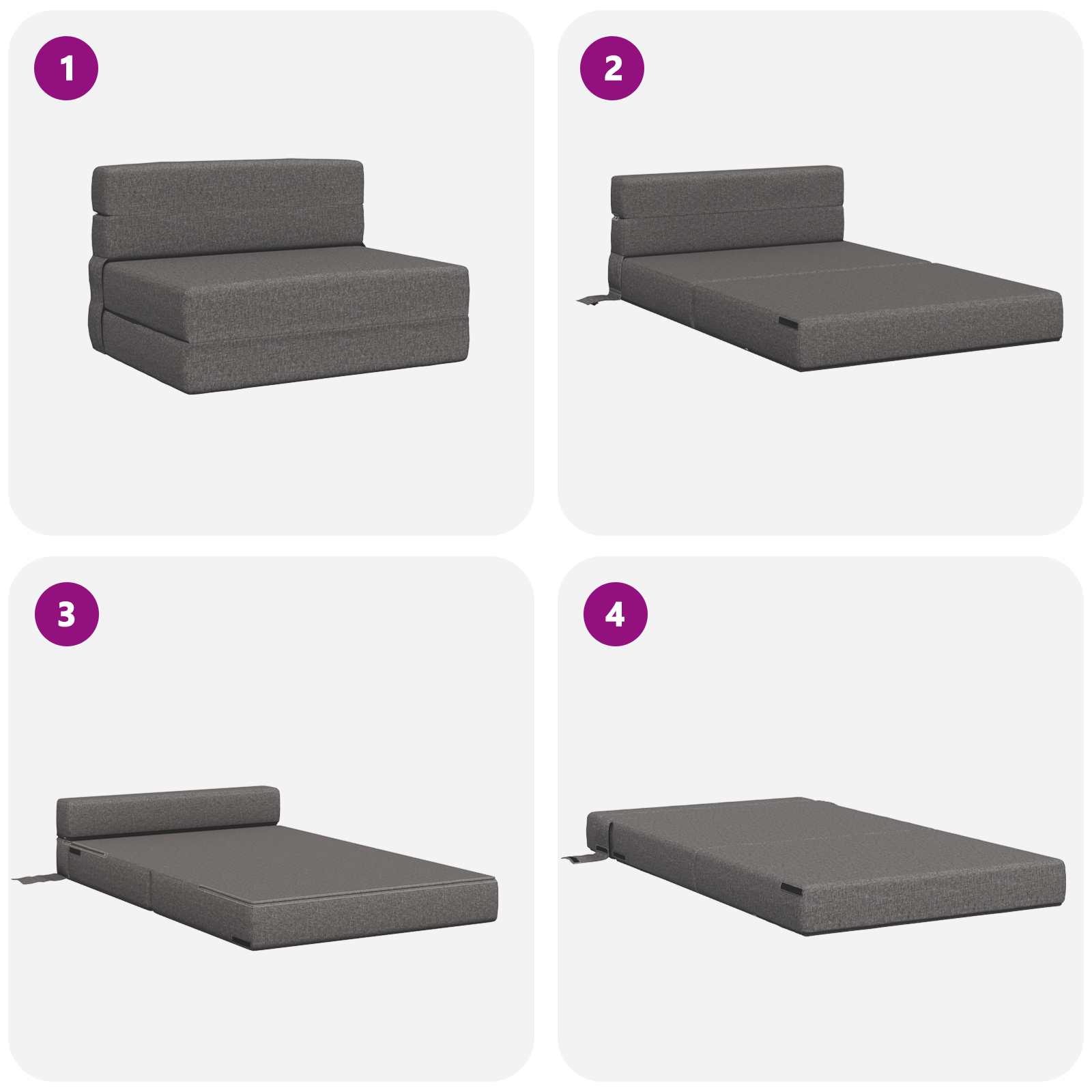 Preklopni madrac za sofu Svjetlosiva 70 x 80 x 60 cm Tkanina