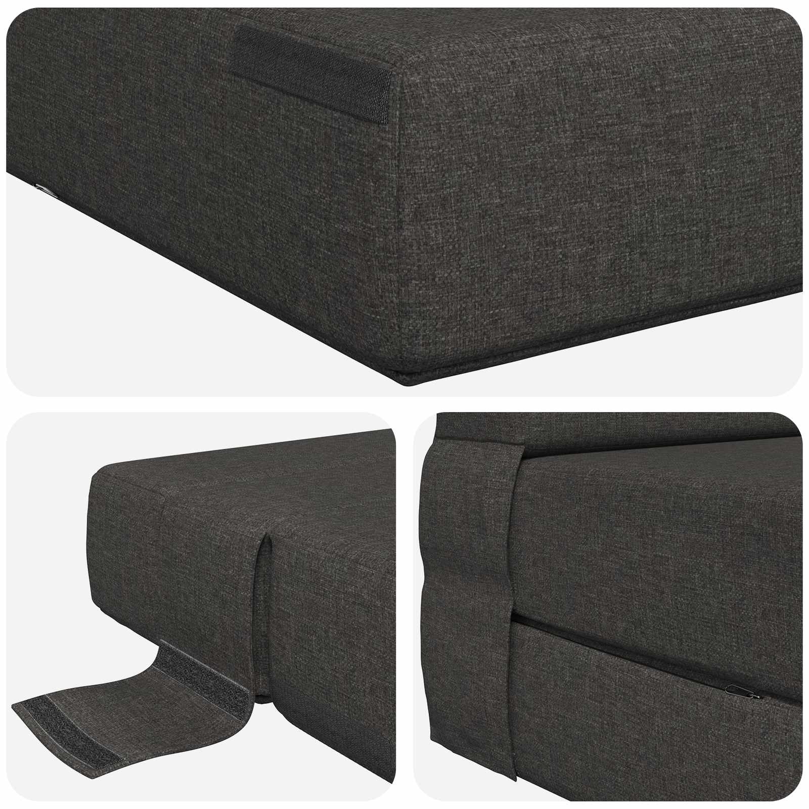 Preklopni madrac za sofu Tamnosiva 70 x 80 x 60 cm Tkanina