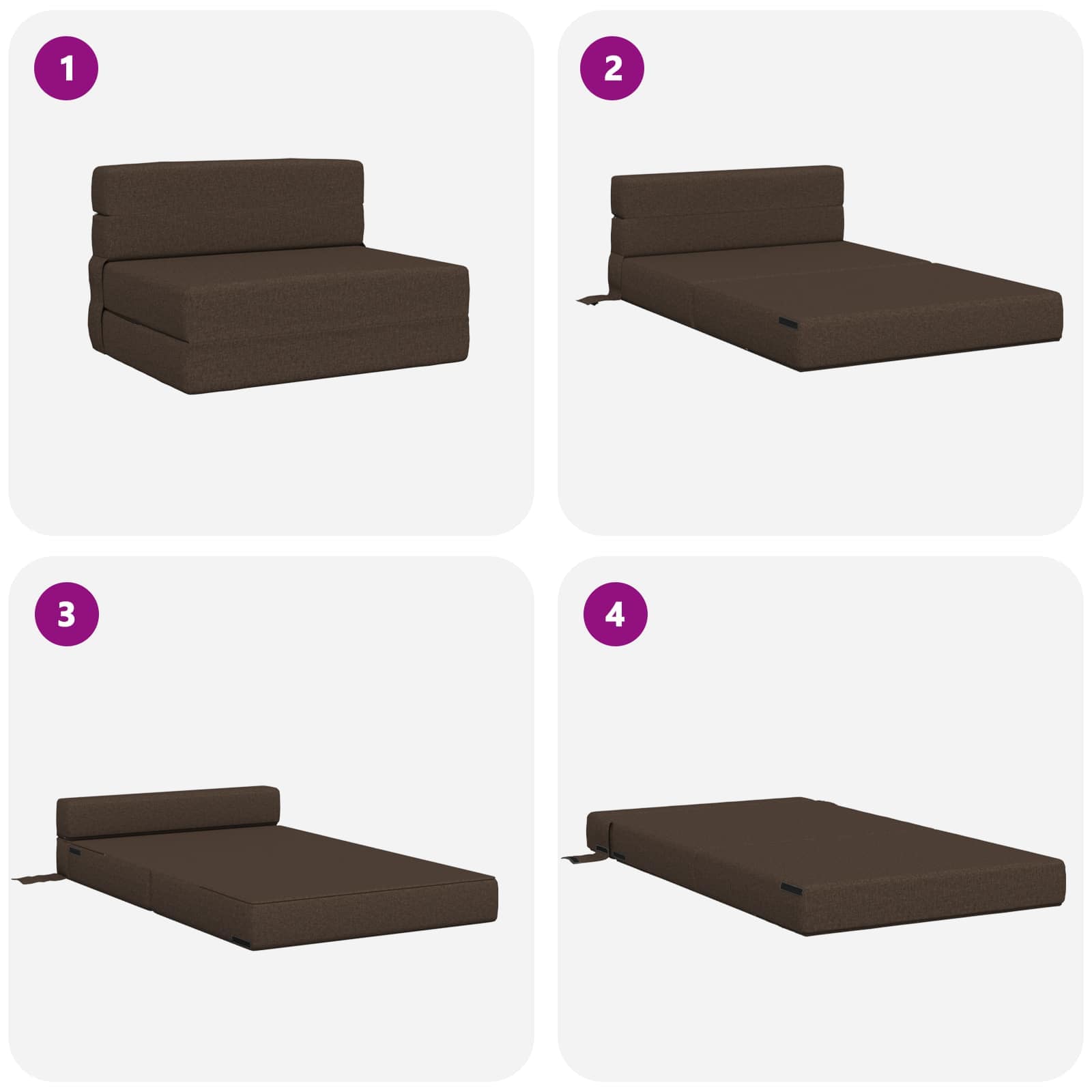 Preklopni madrac za sofu Sivosmeđa 70 x 80 x 60 cm Tkanina