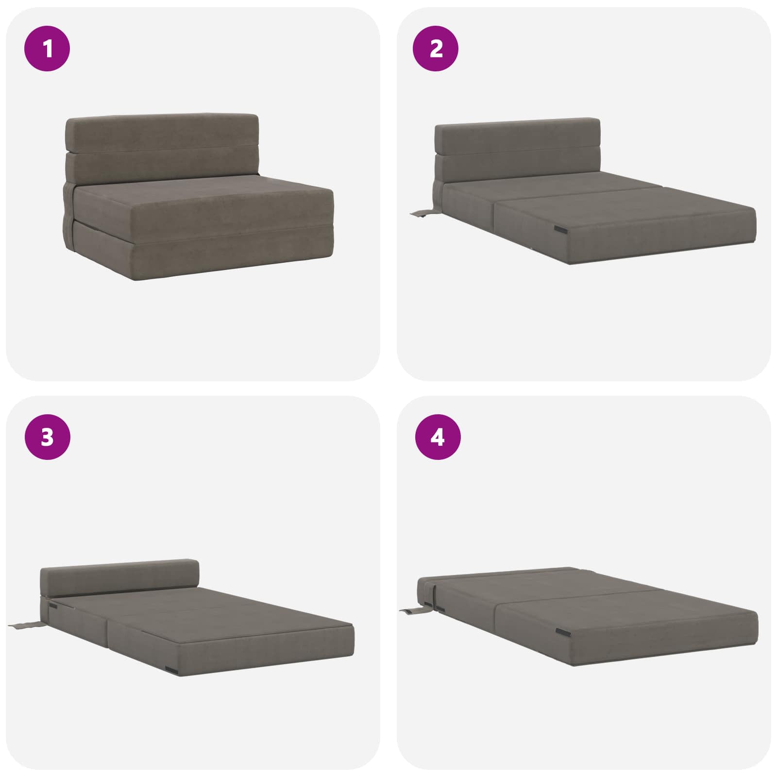 Preklopni madrac za sofu Svjetlosiva 70 x 80 x 60 cm Tkanina