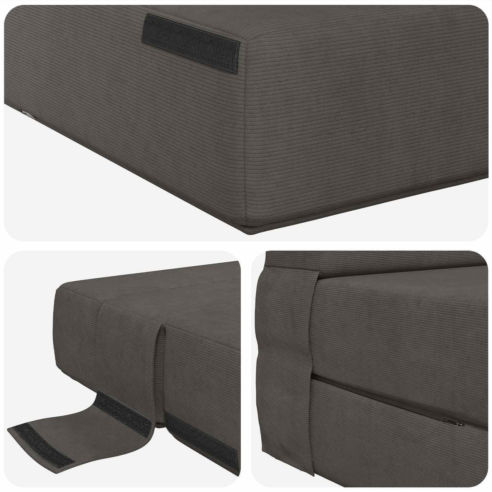 Preklopni madrac za sofu Tamnosiva 70 x 80 x 60 cm Tkanina