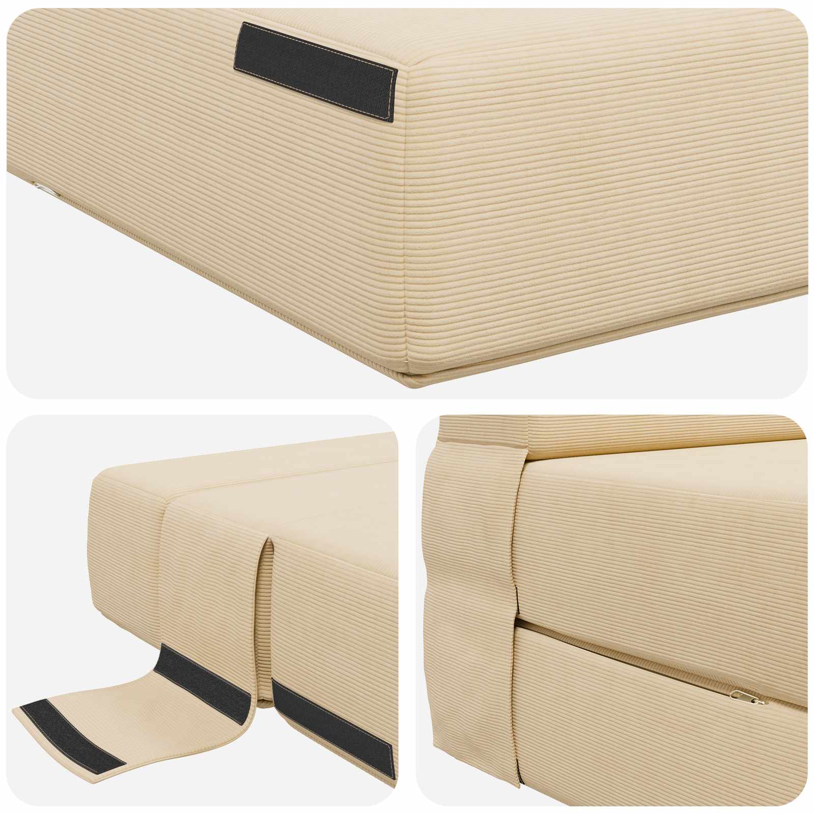 Preklopni madrac za sofu Krem 70 x 80 x 60 cm Tkanina
