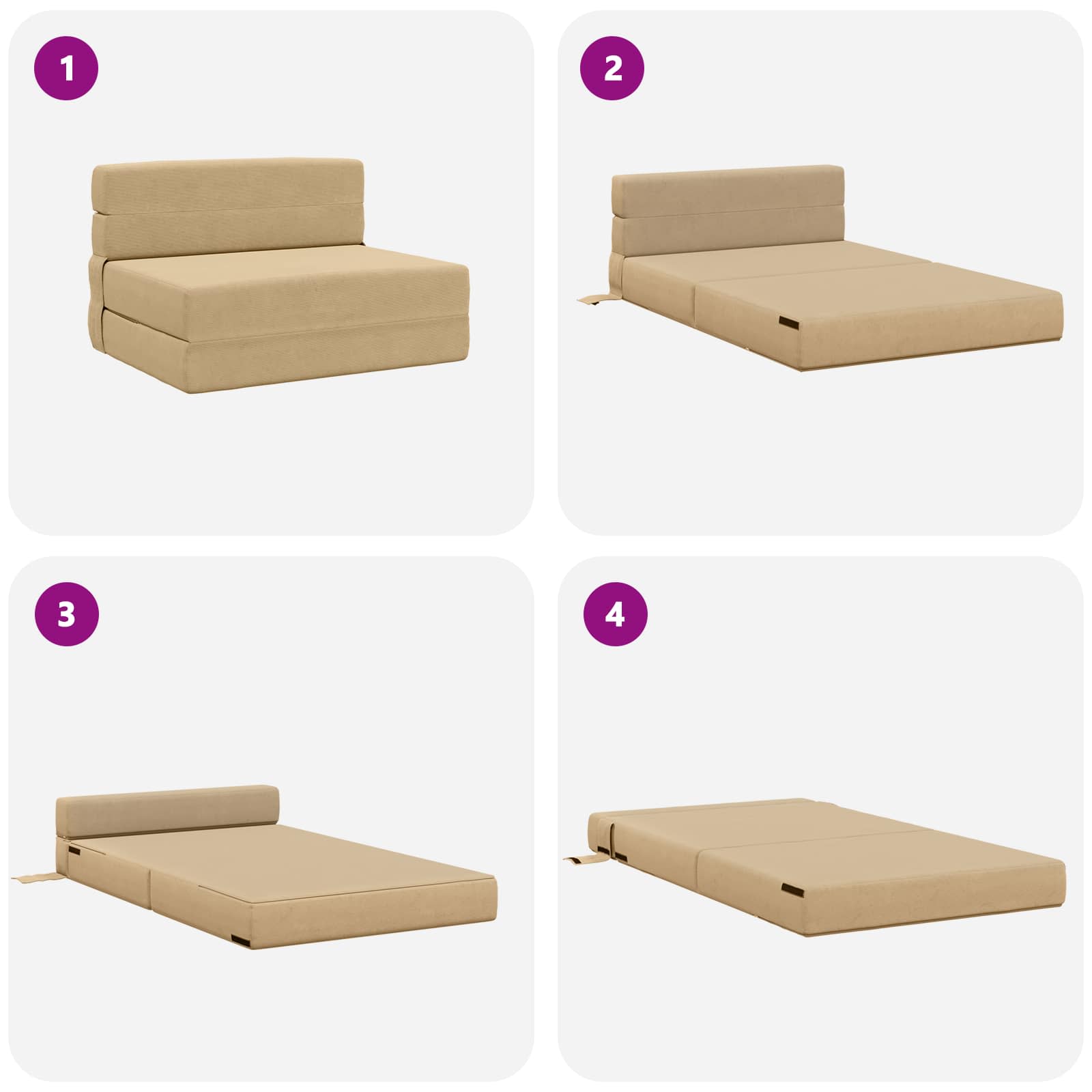 Preklopni madrac za sofu Zelena Siva 70 x 80 x 60 cm Tkanina