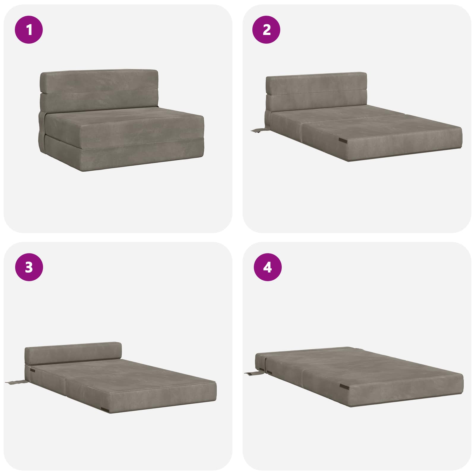 Sofa na razvlačenje Svjetlosiva 100 x 80 x 60 cm Tkanina
