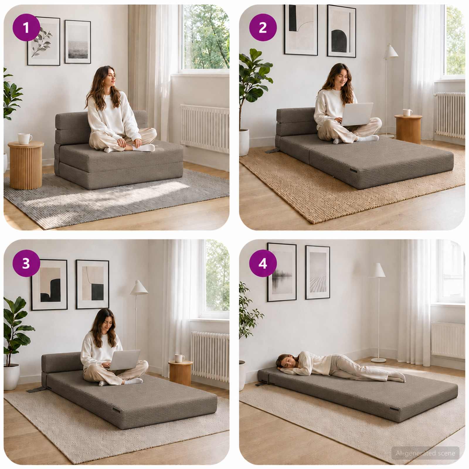 Sofa na razvlačenje Svjetlosiva 100 x 80 x 60 cm Tkanina