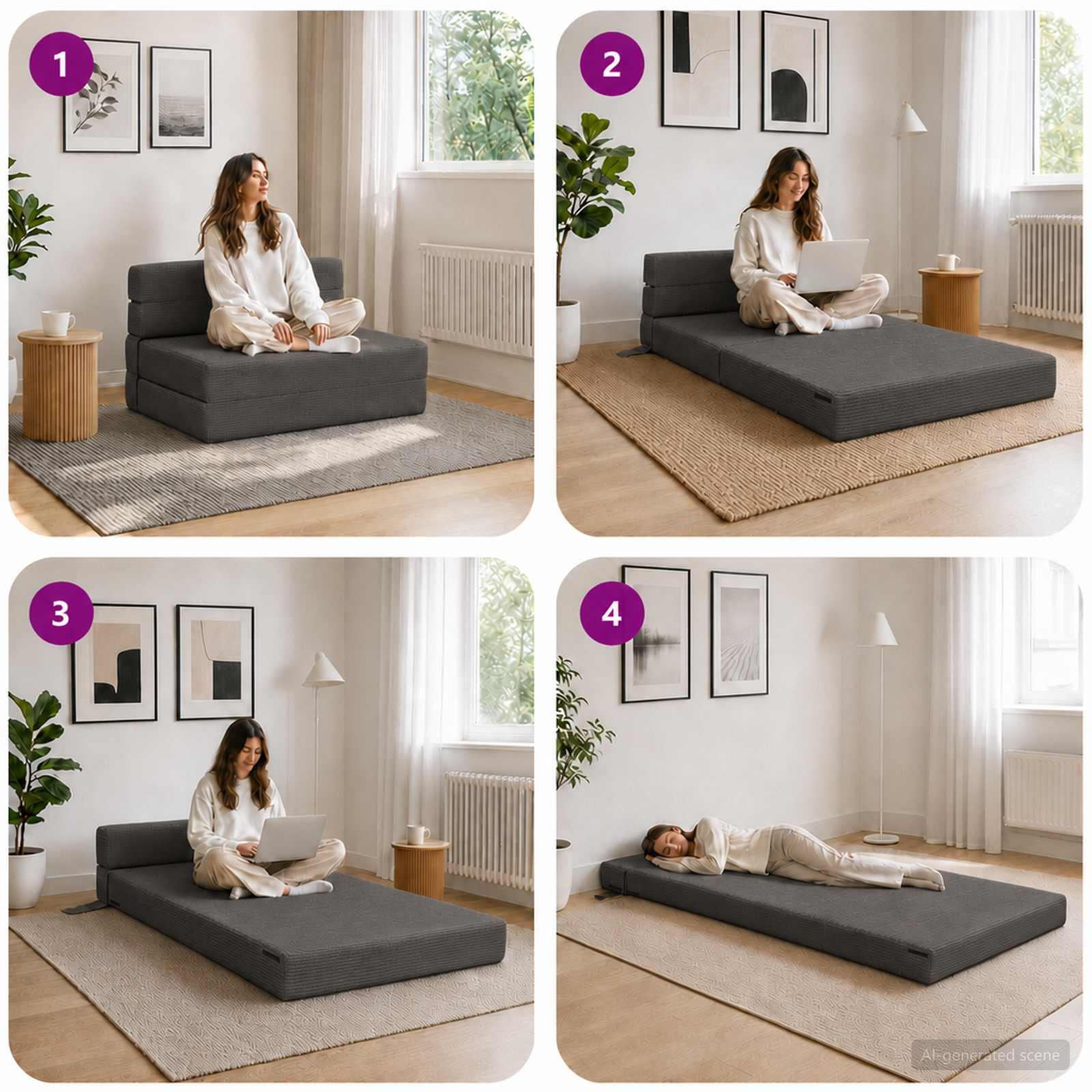 Sofa na razvlačenje Tamnosiva 100 x 80 x 60 cm Tkanina