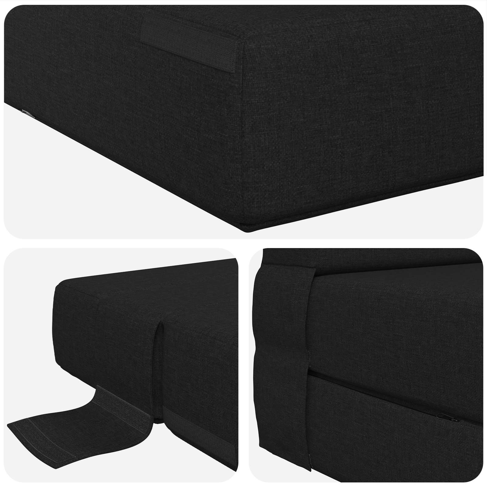 Preklopni madrac za sofu Crna 152 x 86,5 x 60 cm Tkanina