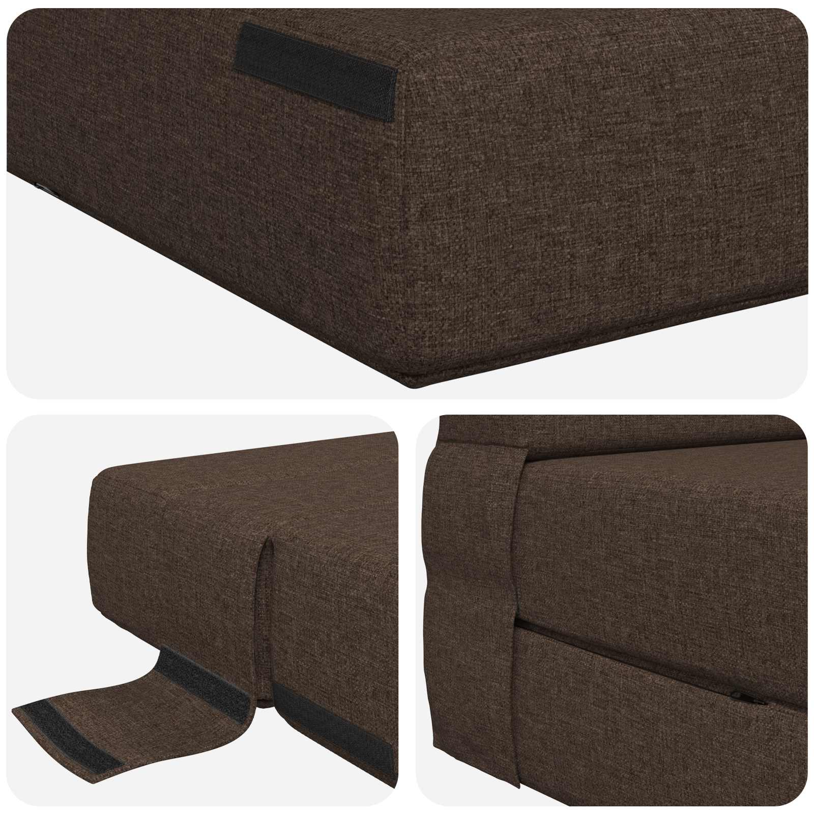 Preklopni madrac za sofu Sivosmeđa 152 x 86,5 x 60 cm Tkanina