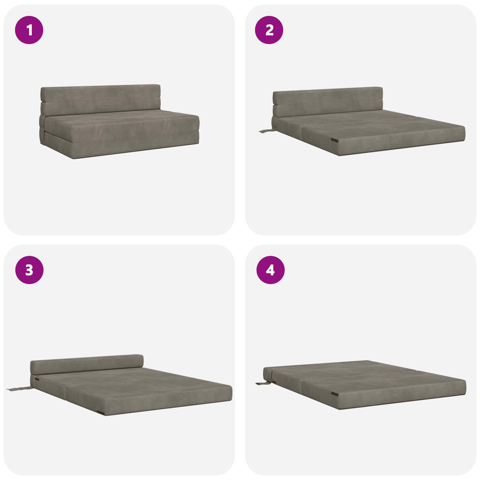 Preklopni madrac za sofu Svjetlosiva 152 x 86,5 x 60 cm Tkanina