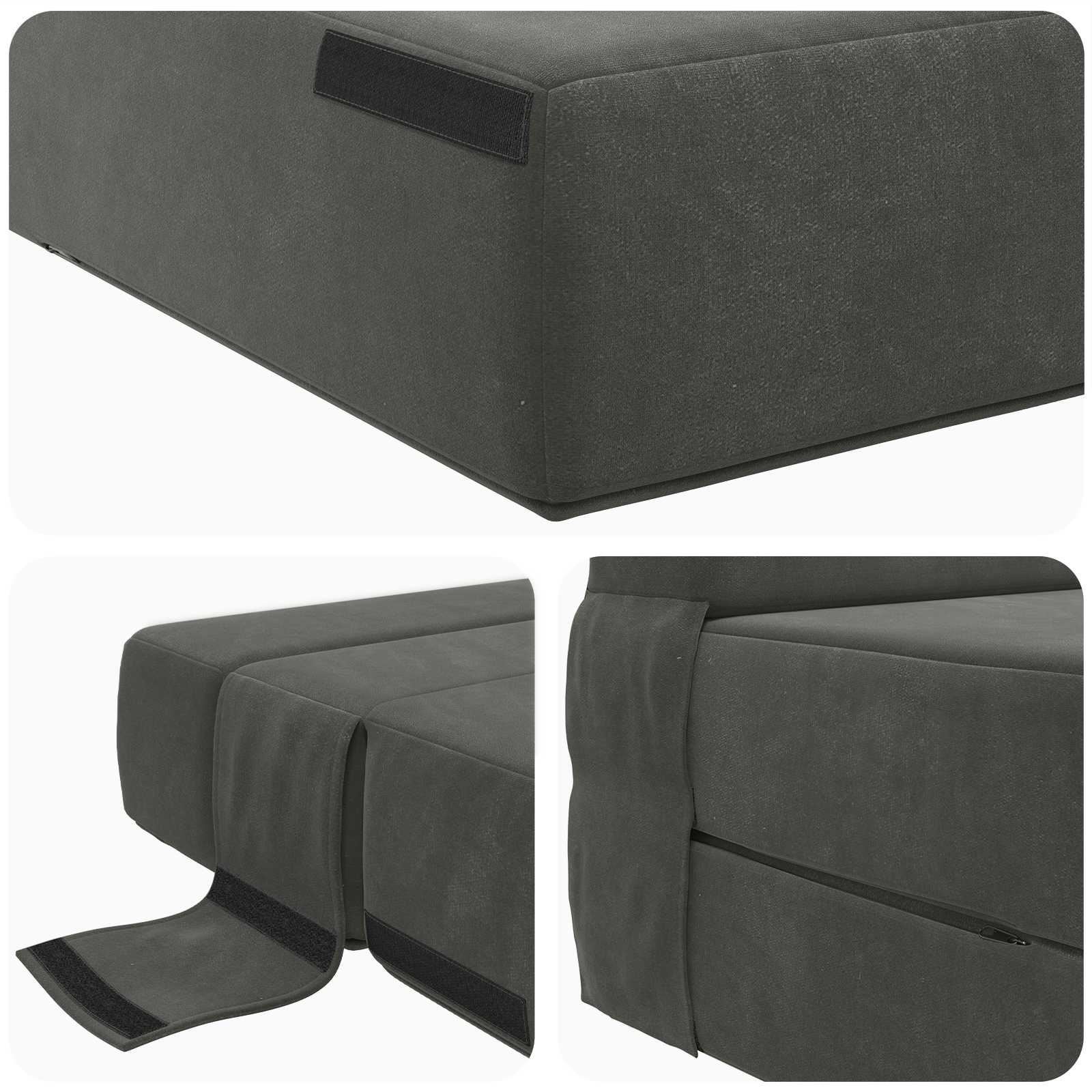 Preklopni madrac za sofu Tamnosiva 152 x 86,5 x 60 cm Tkanina