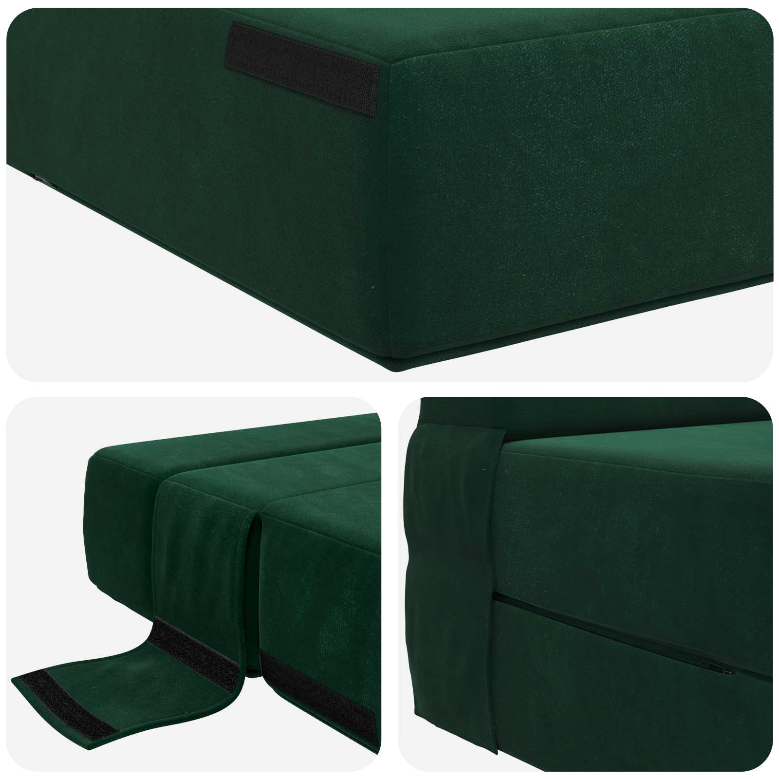 Preklopni madrac za sofu Tamnozelena 152 x 86,5 x 60 cm Tkanina