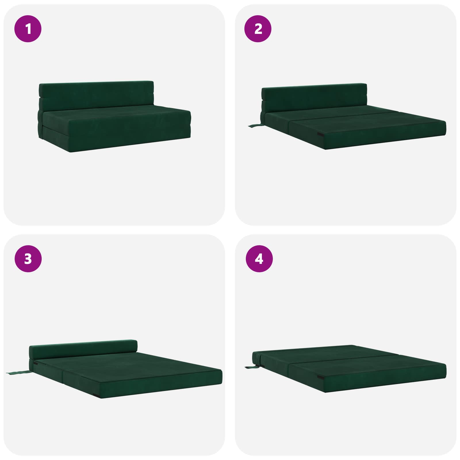 Preklopni madrac za sofu Tamnozelena 152 x 86,5 x 60 cm Tkanina