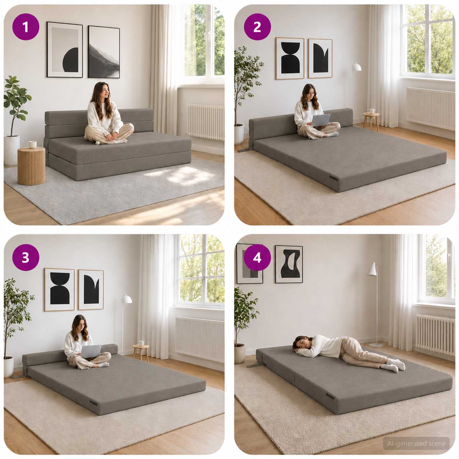 Sofa na razvlačenje Svjetlosiva 152 x 86,5 x 60 cm Tkanina