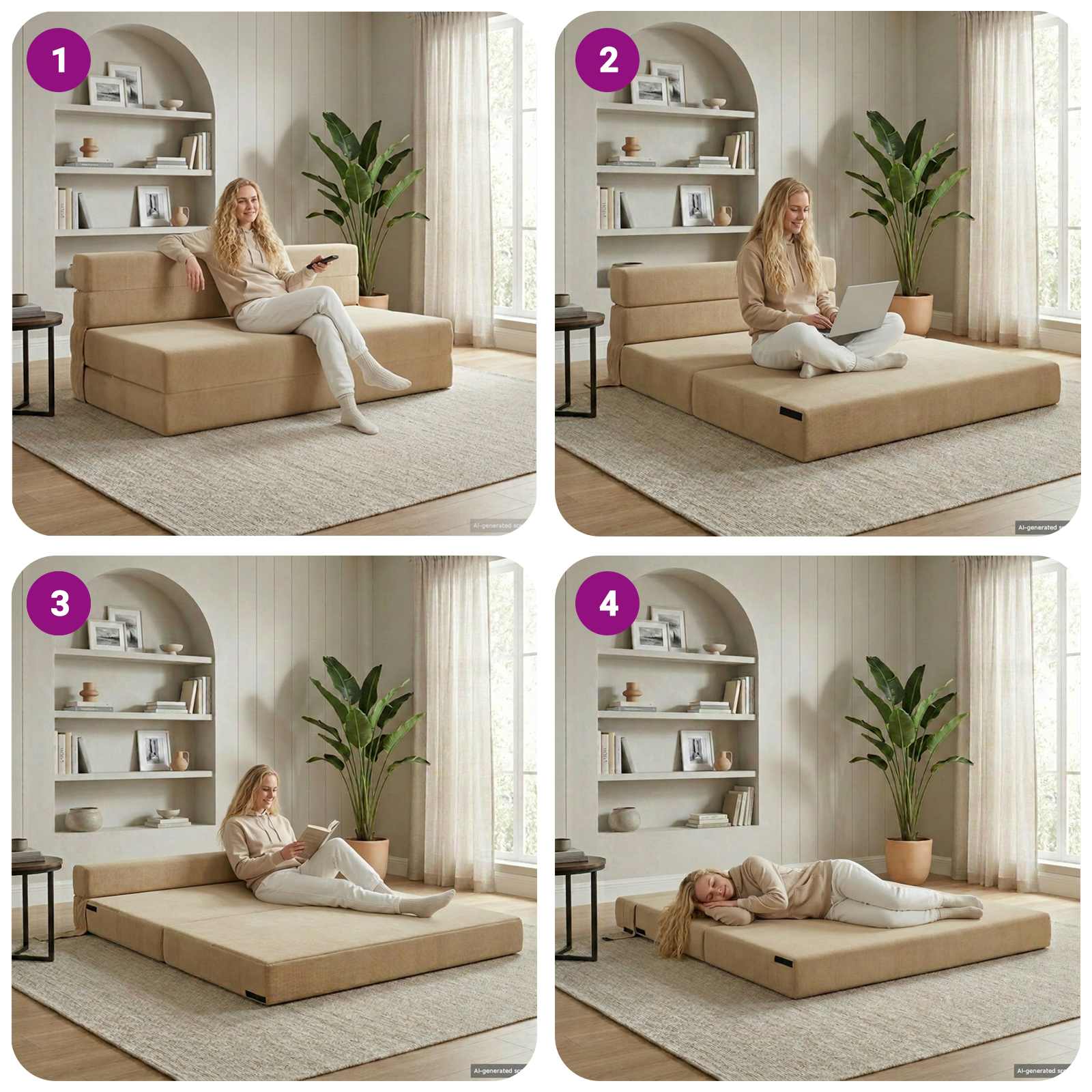Preklopni madrac za sofu Zelena Siva 152 x 86,5 x 60 cm Tkanina