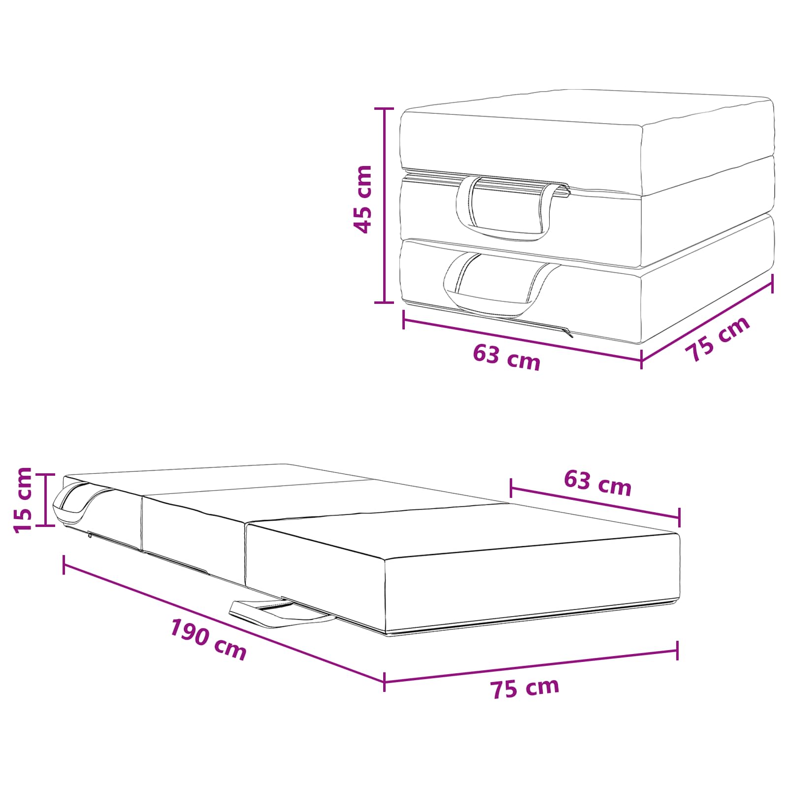 Sofa na razvlačenje 75 x 63 x 45 cm Tamnozelena