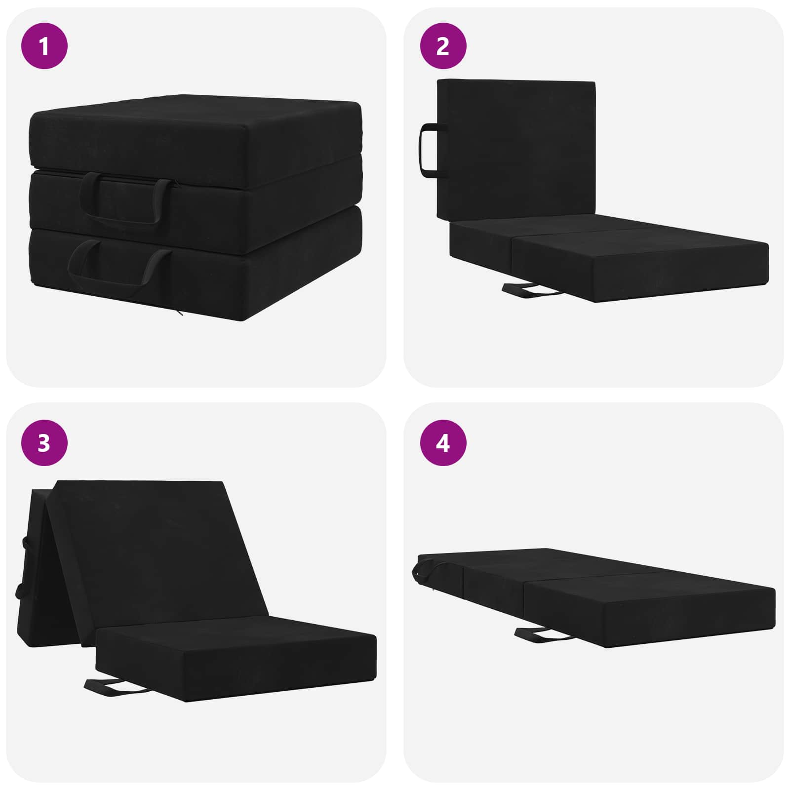 Sofa na razvlačenje 75 x 63 x 45 cm Crna