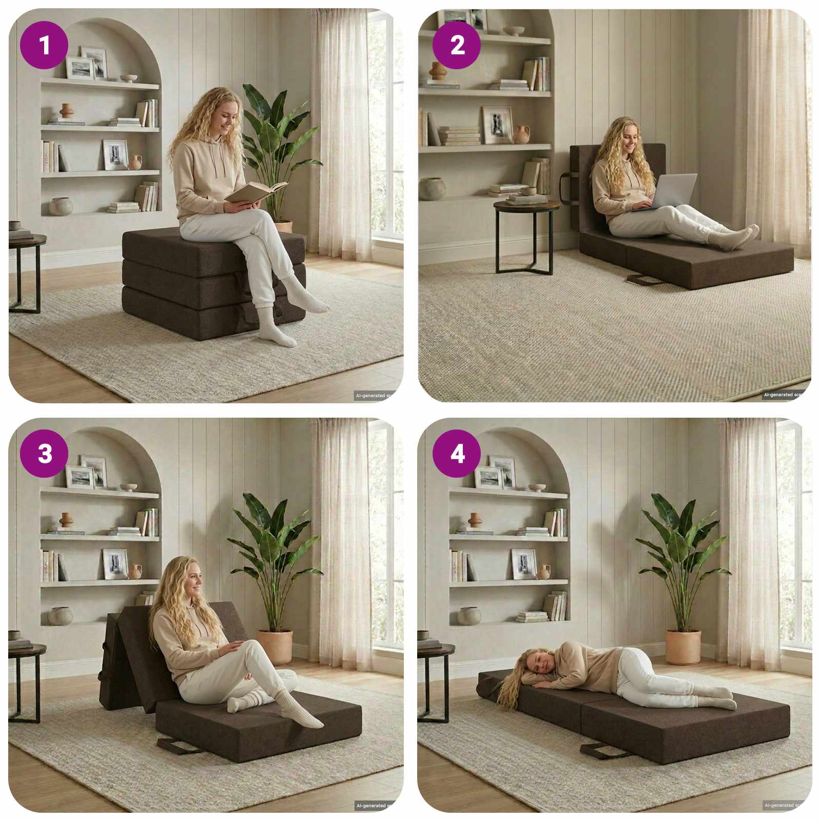 Sofa na razvlačenje 90 x 63 x 45 cm Sivosmeđa