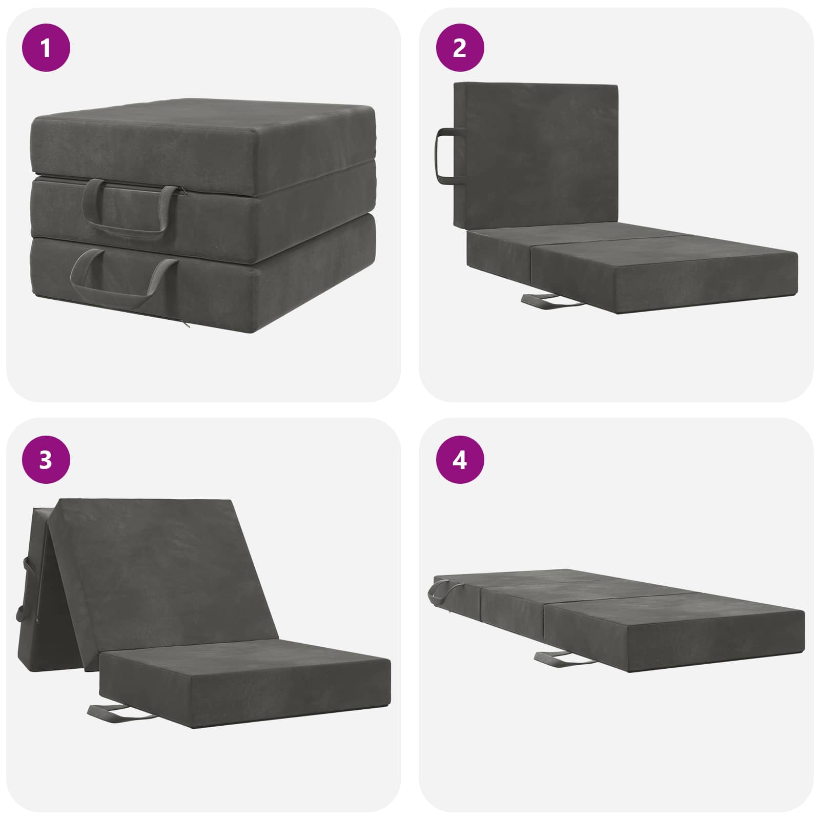 Sofa na razvlačenje 90 x 63 x 45 cm Tamnosiva