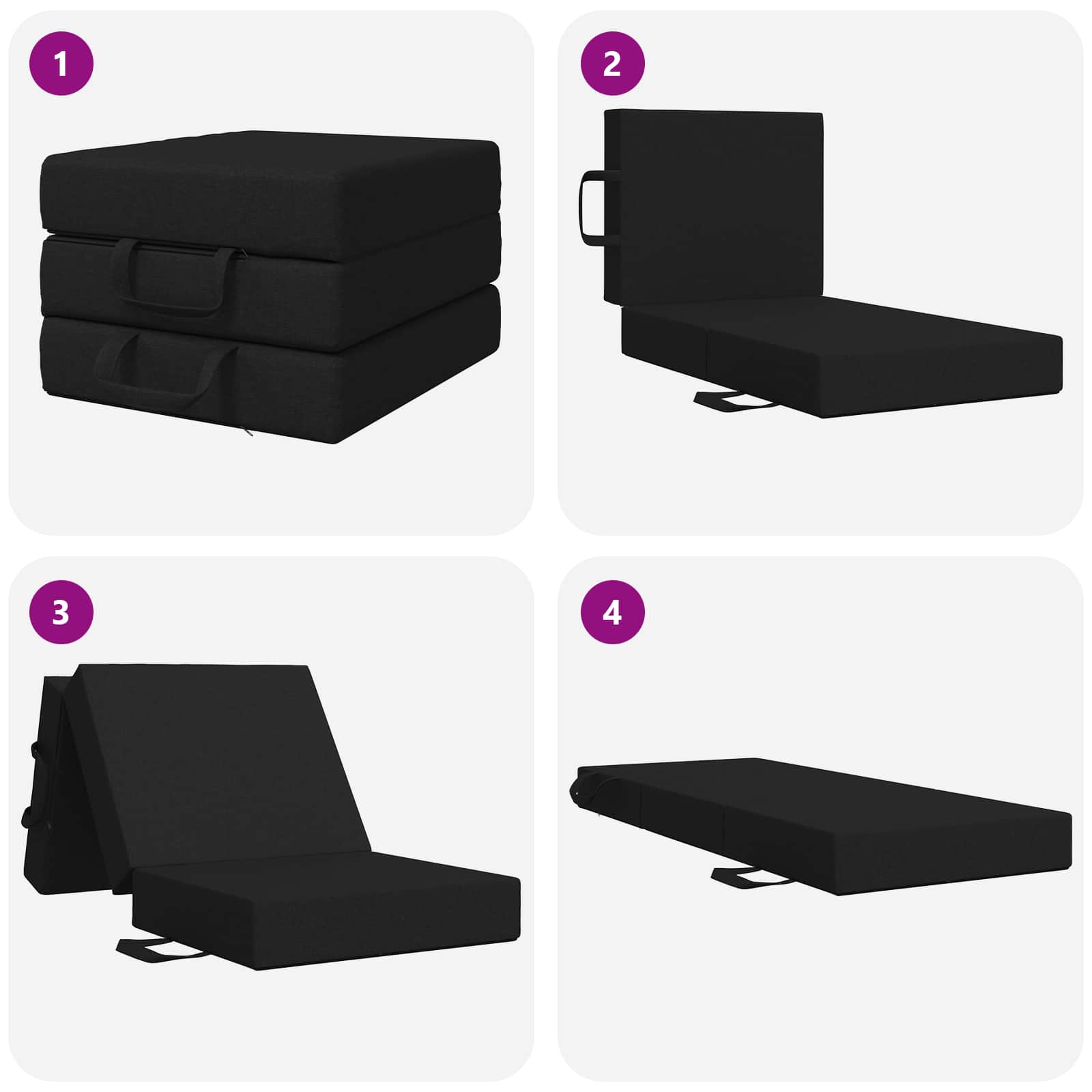 Sofa na razvlačenje 75 x 67 x 45 cm Crna