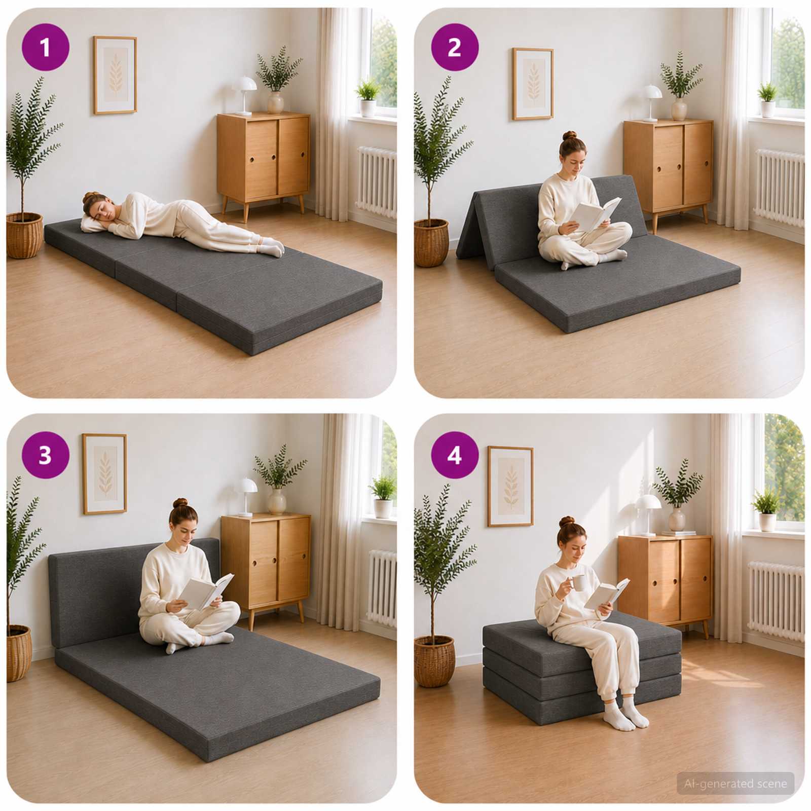 Sofa na razvlačenje 90 x 67 x 45 cm Tamnosiva