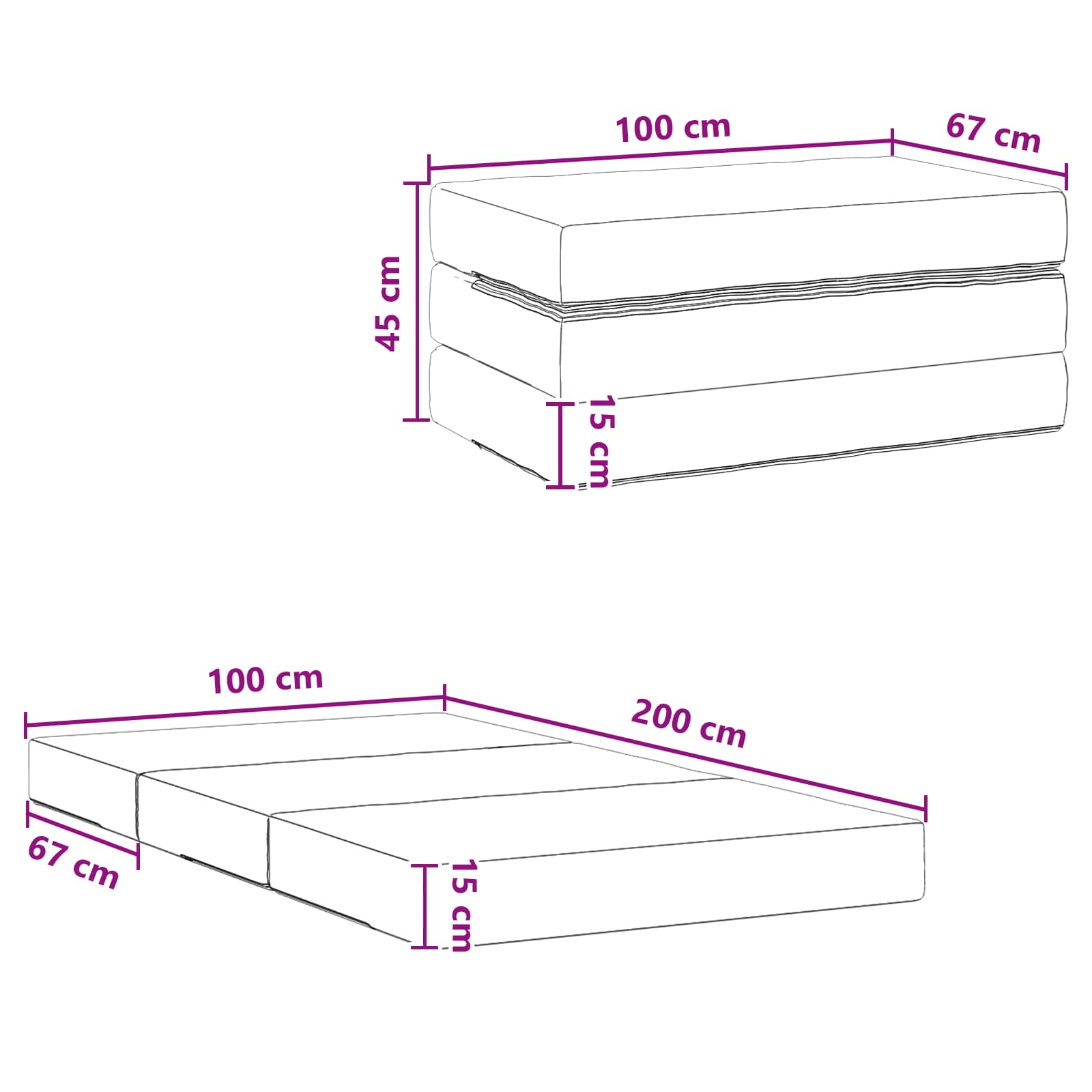 Sofa na razvlačenje 100 x 67 x 45 cm Tamnozelena