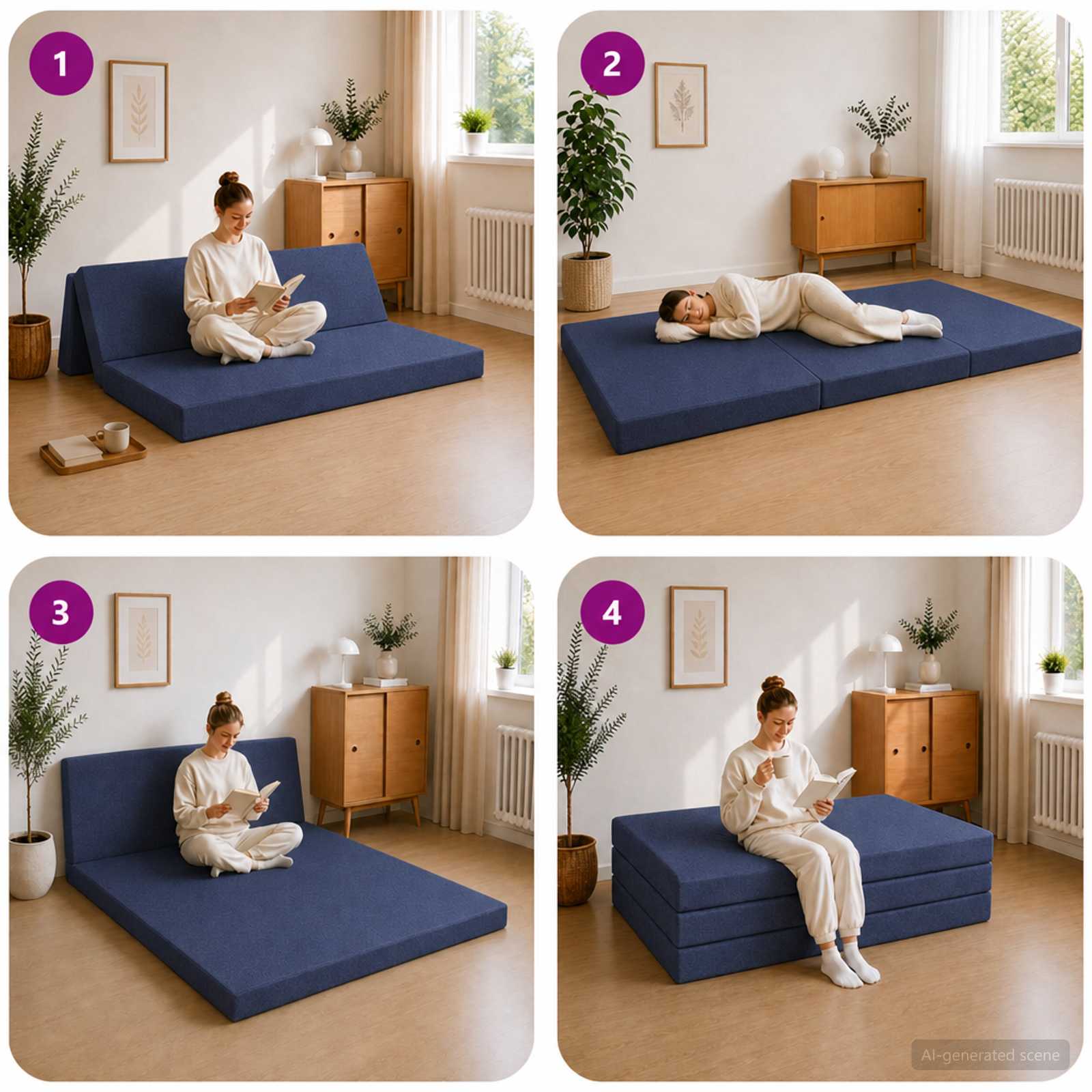 Sofa na razvlačenje 120 x 67 x 45 cm Plava