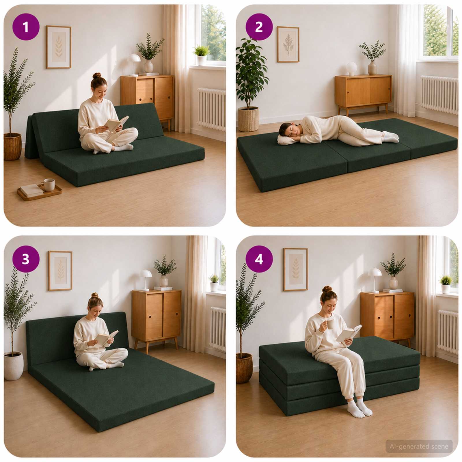 Sofa na razvlačenje 140 x 67 x 45 cm Tamnozelena