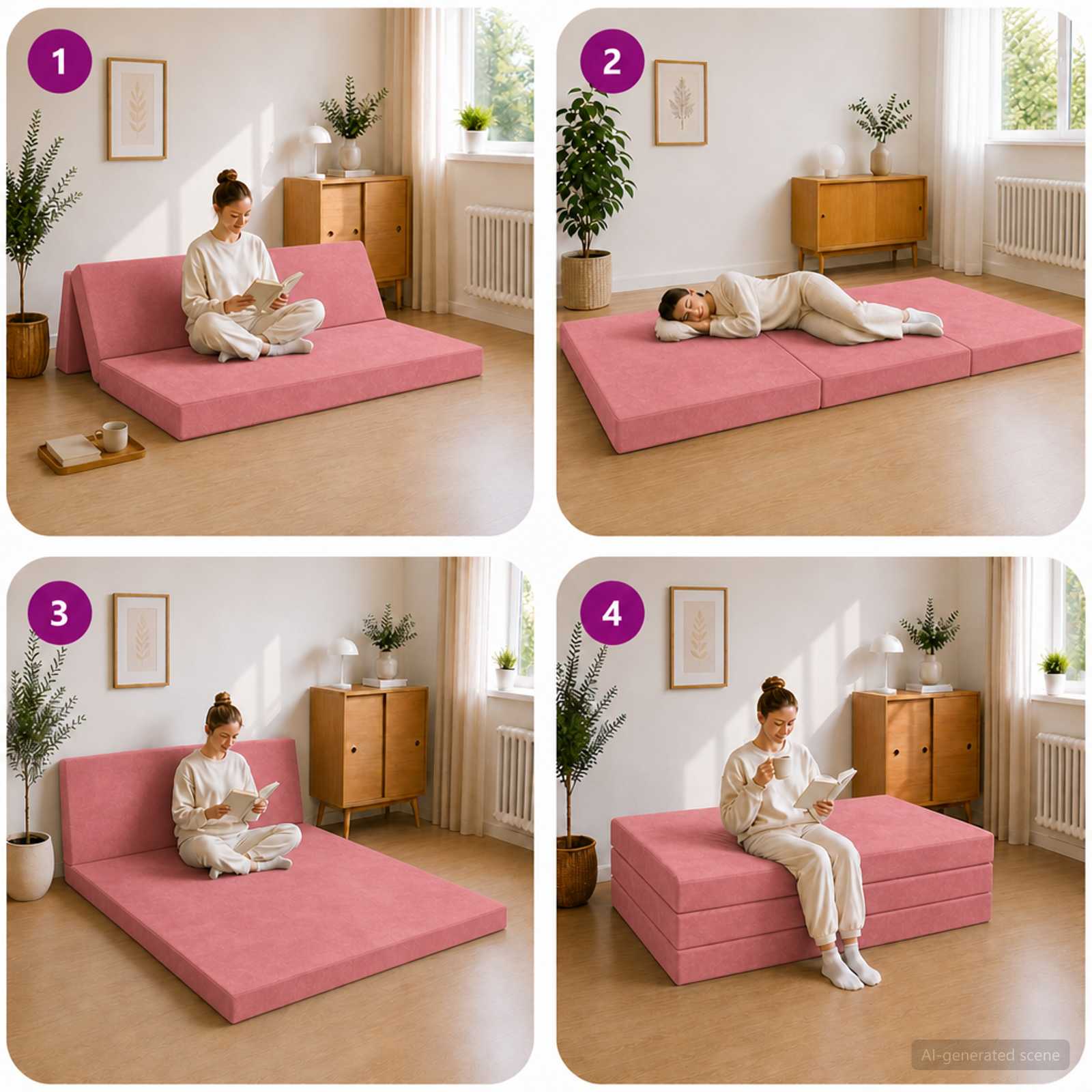 Sofa na razvlačenje 140 x 67 x 45 cm Ružičasta