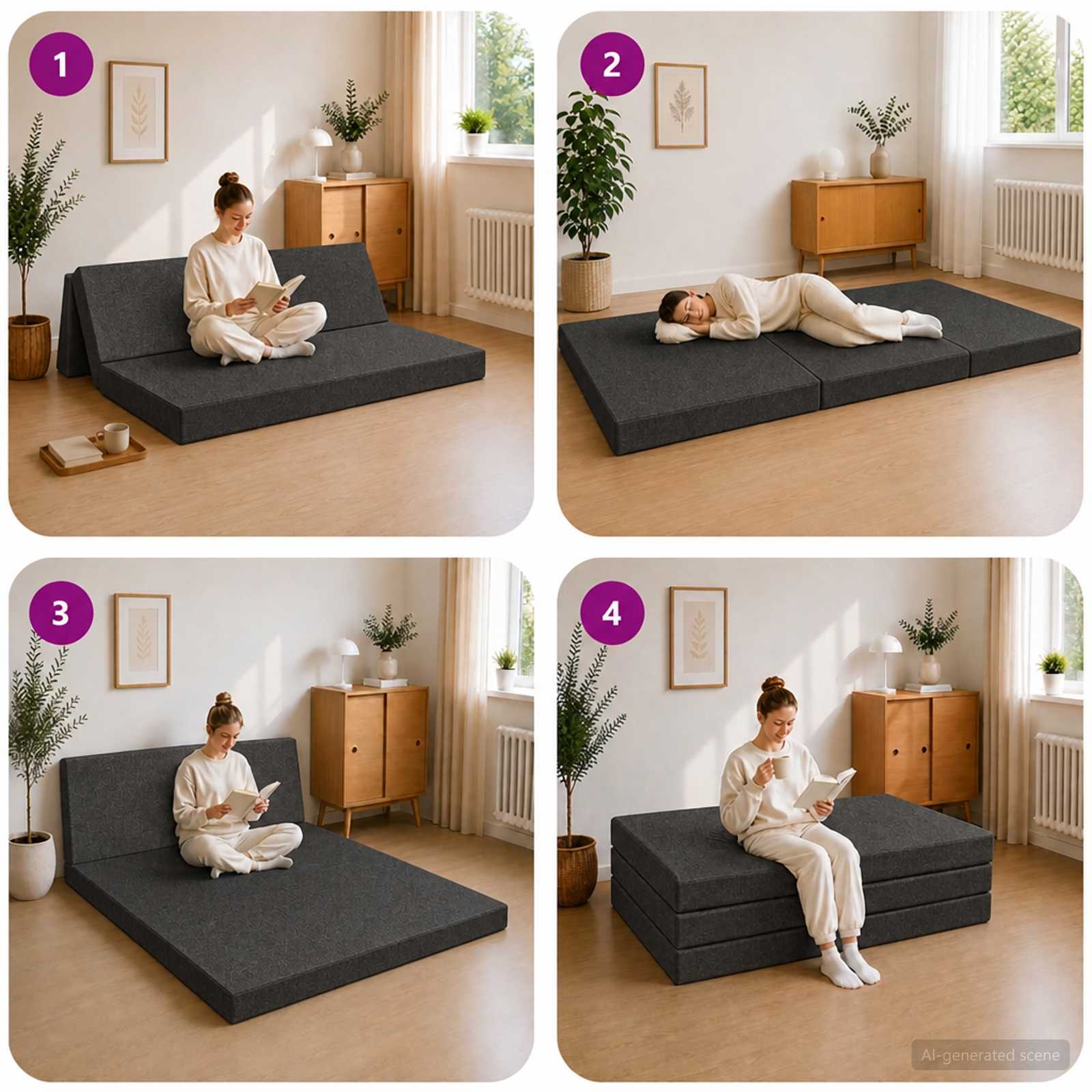 Sofa na razvlačenje 160 x 67 x 45 cm Tamnosiva