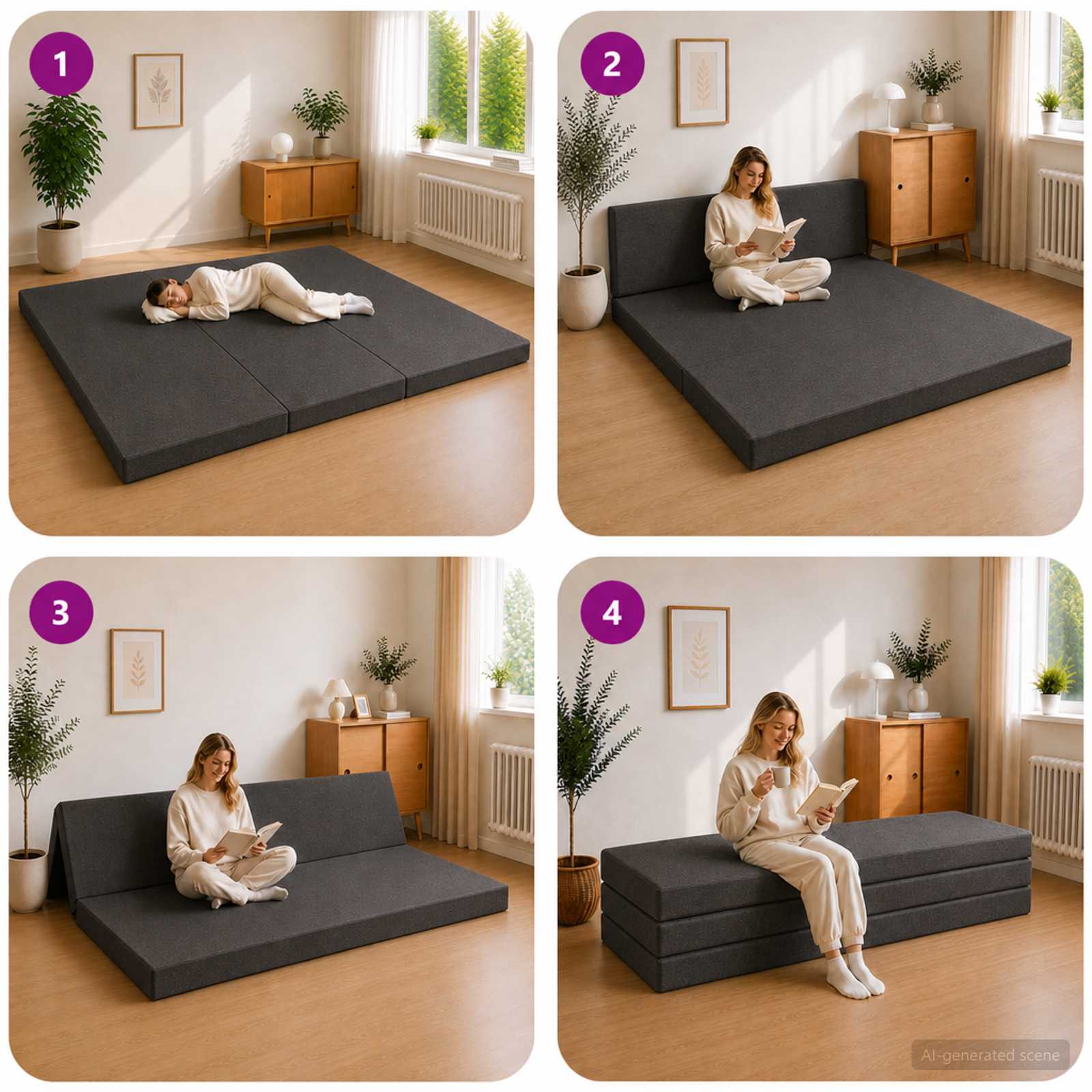 Sofa na razvlačenje 200 x 67 x 45 cm Tamnosiva