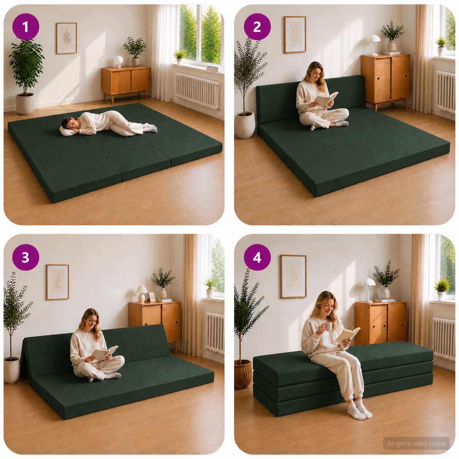 Sofa na razvlačenje 200 x 67 x 45 cm Tamnozelena