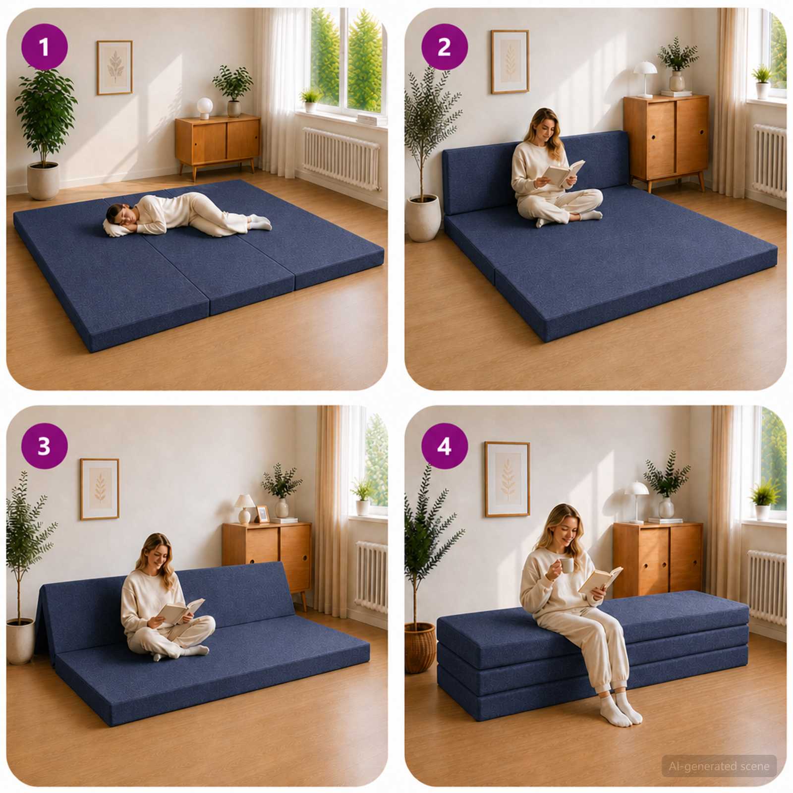 Sofa na razvlačenje 200 x 67 x 45 cm Plava