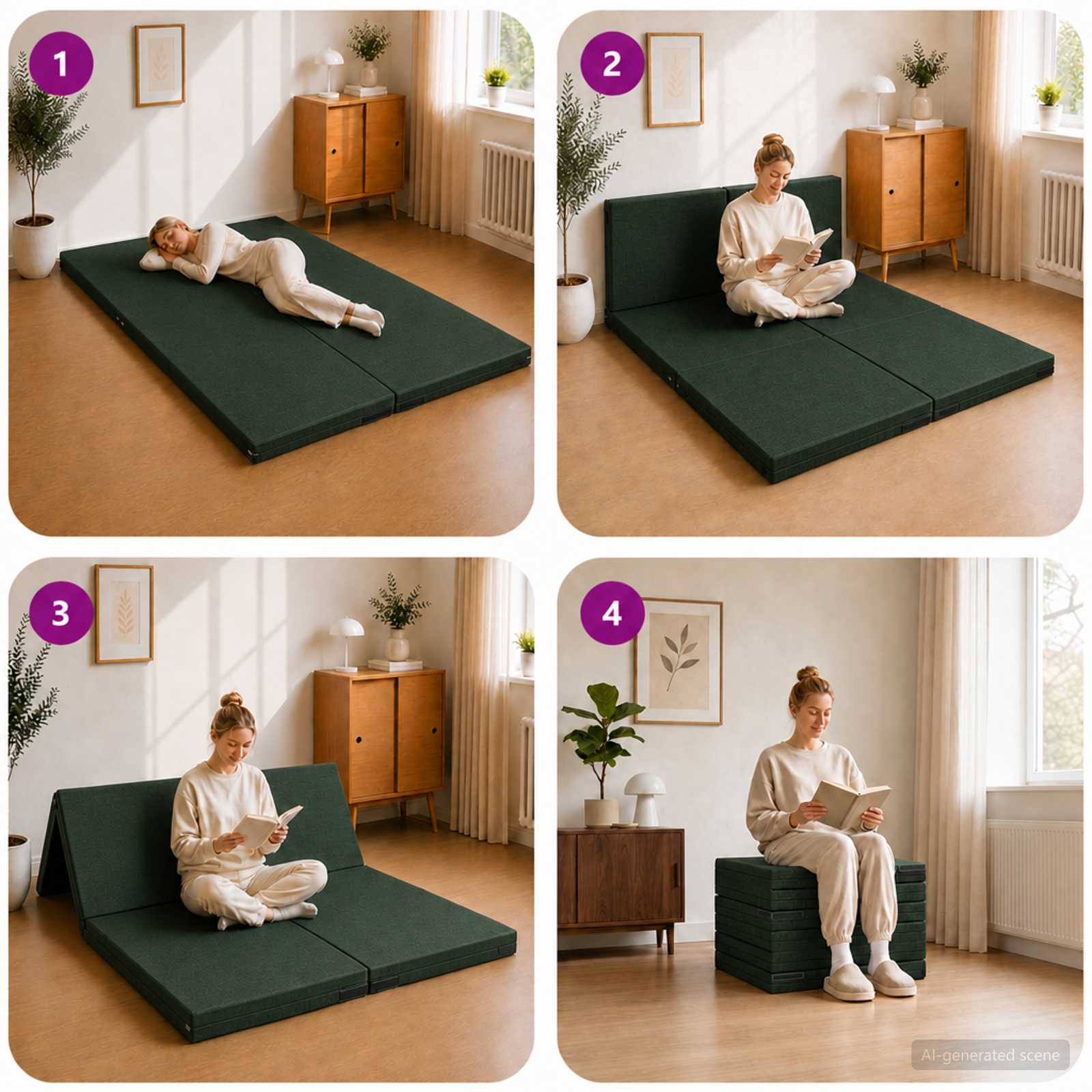 Sofa na razvlačenje 140 x 67 x 45 cm Tamnozelena