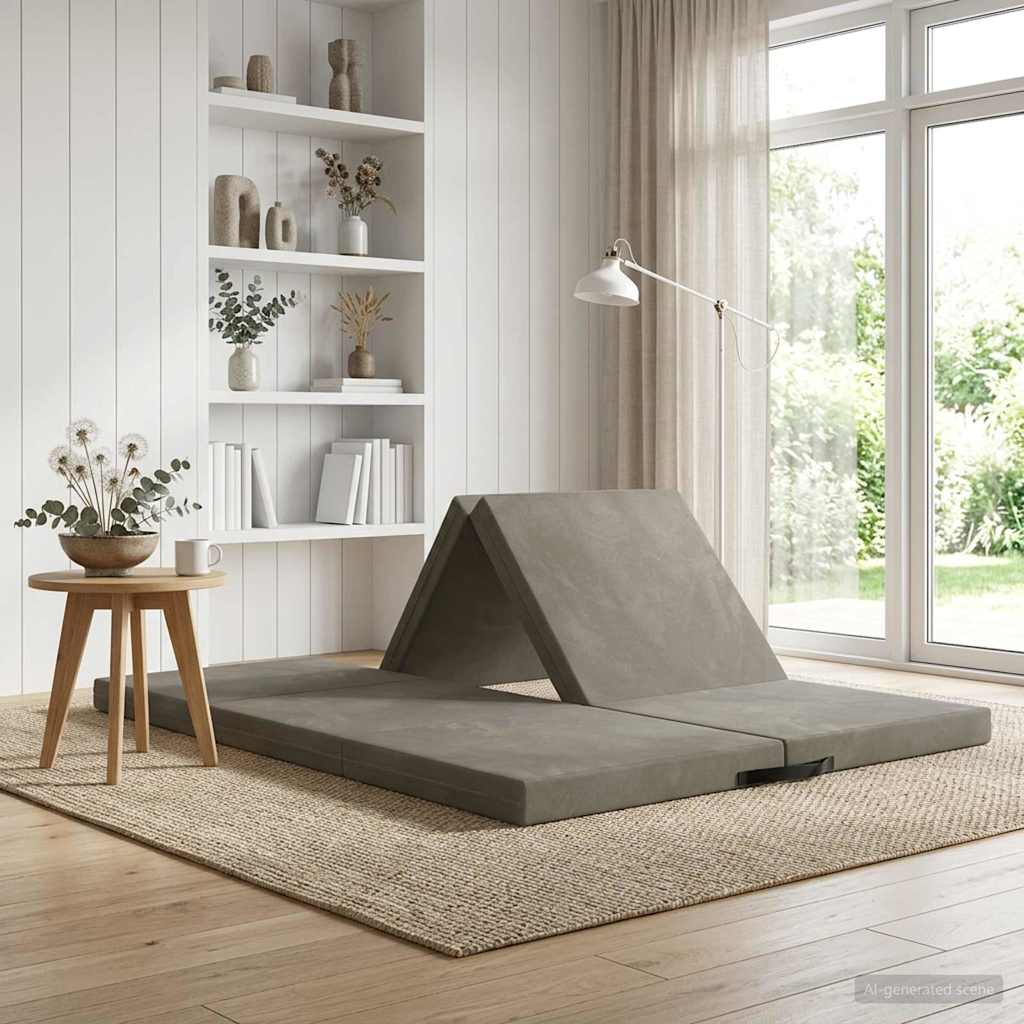 Sofa na razvlačenje 140 x 67 x 15 cm Svjetlosiva