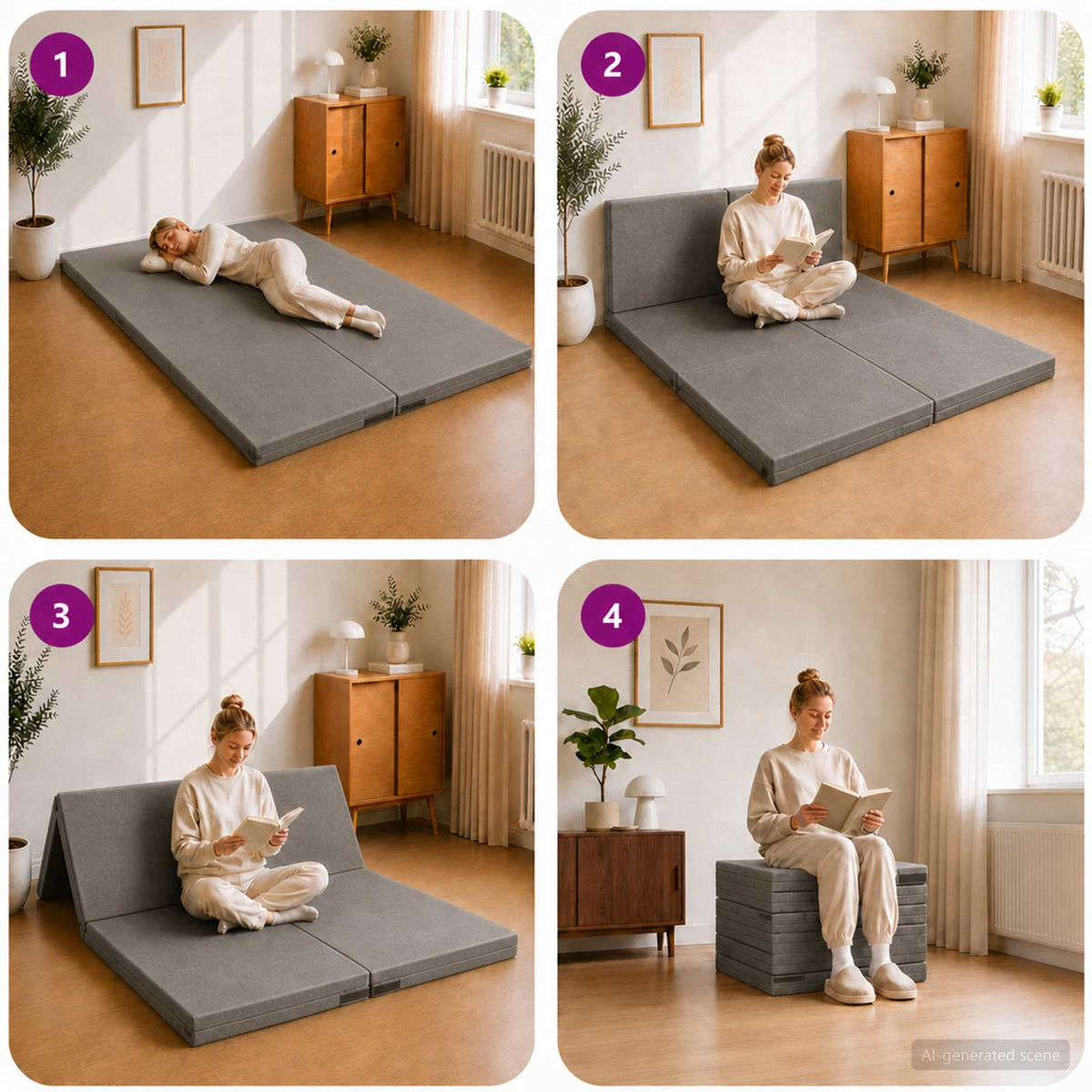 Sofa na razvlačenje 140 x 67 x 15 cm Svjetlosiva