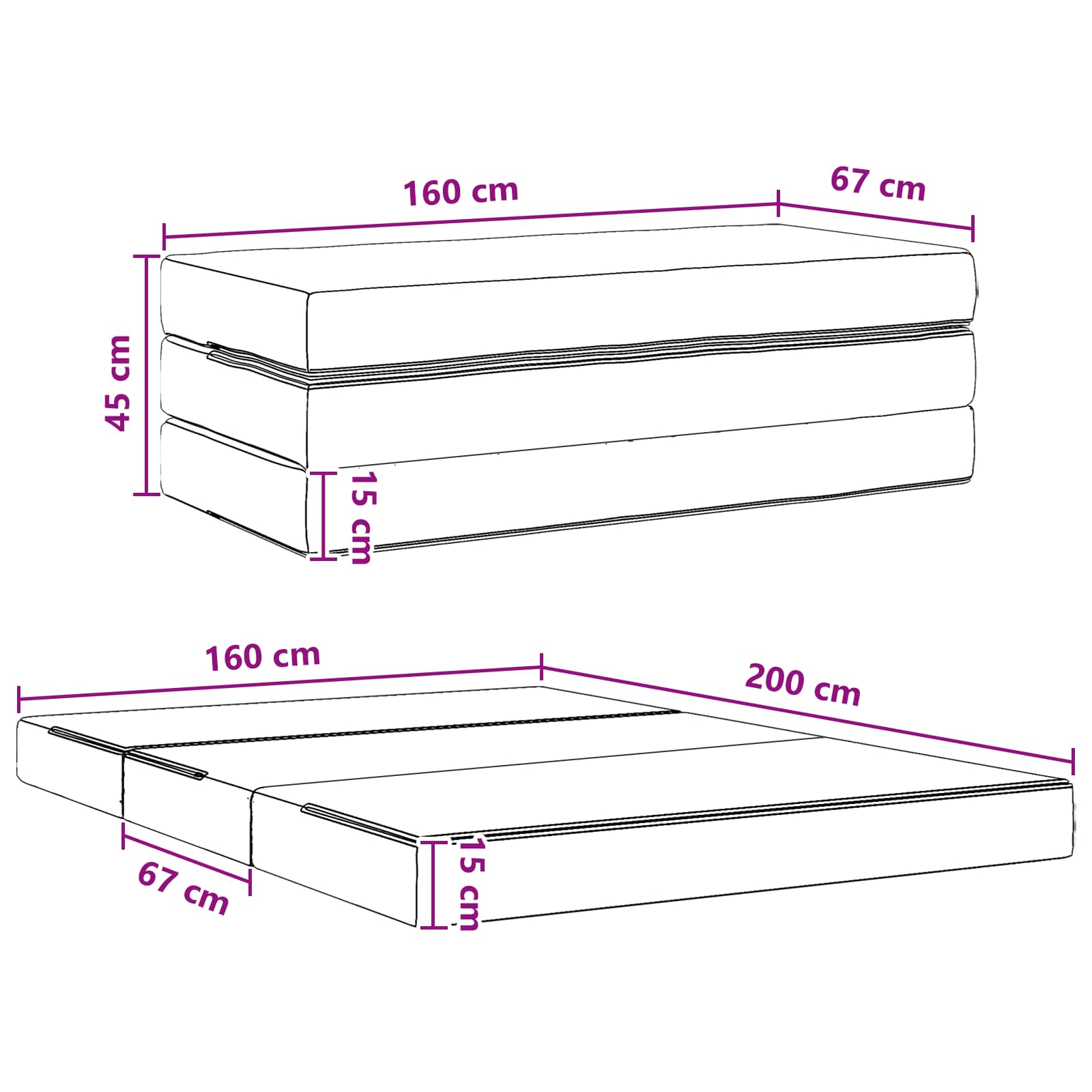 Sofa na razvlačenje 160 x 67 x 45 cm Svjetlosiva