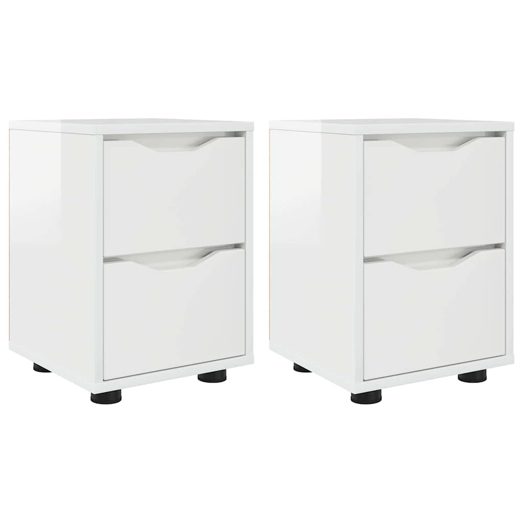 Noćni ormarići 2 pcs Visoki sjaj bijela 30,5 x 30 x 43 cm