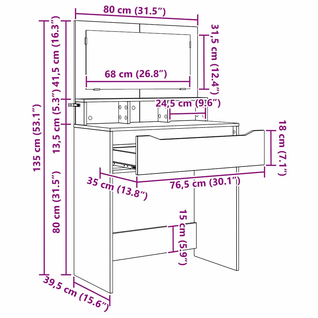 Stolovi za presvlačenje u spavaćoj sobi Crna 80 x 39,6 x 135 cm