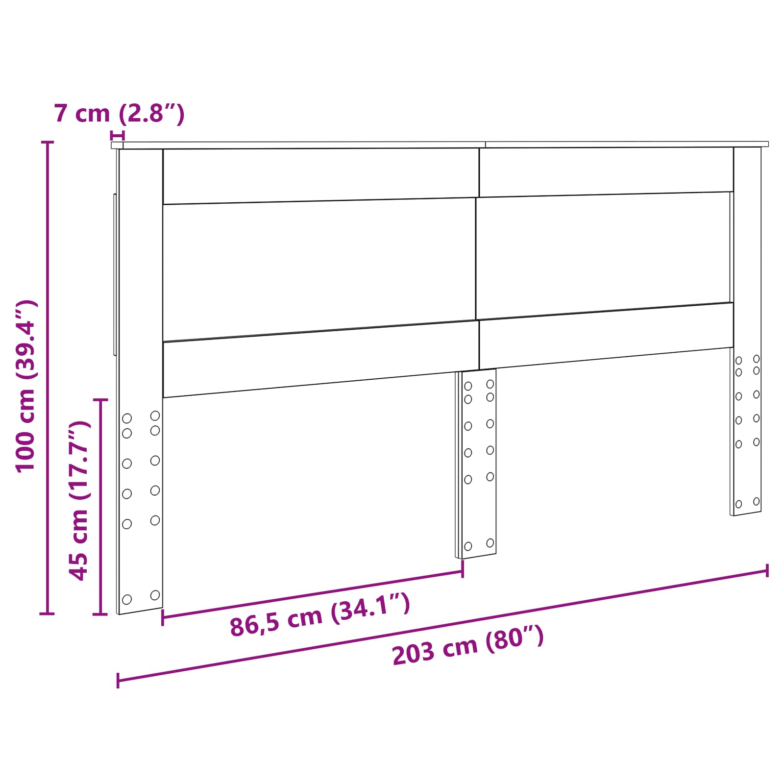 Uzglavlje s uzglavljem Betonski sivi 200 cm Konstruirano drvo