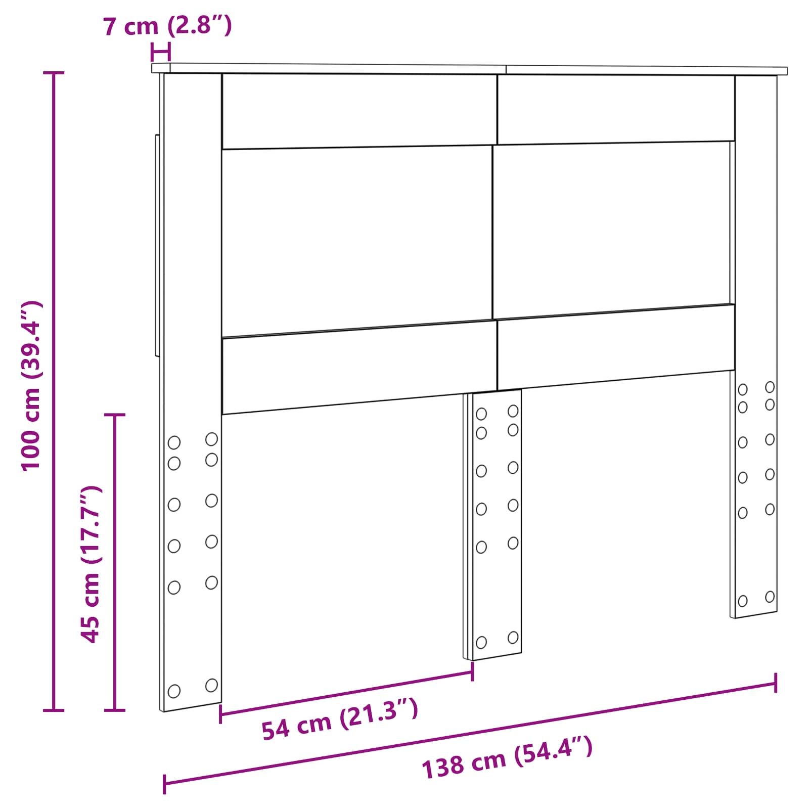 Uzglavlje s uzglavljem Crni hrast 135 cm Konstruirano drvo