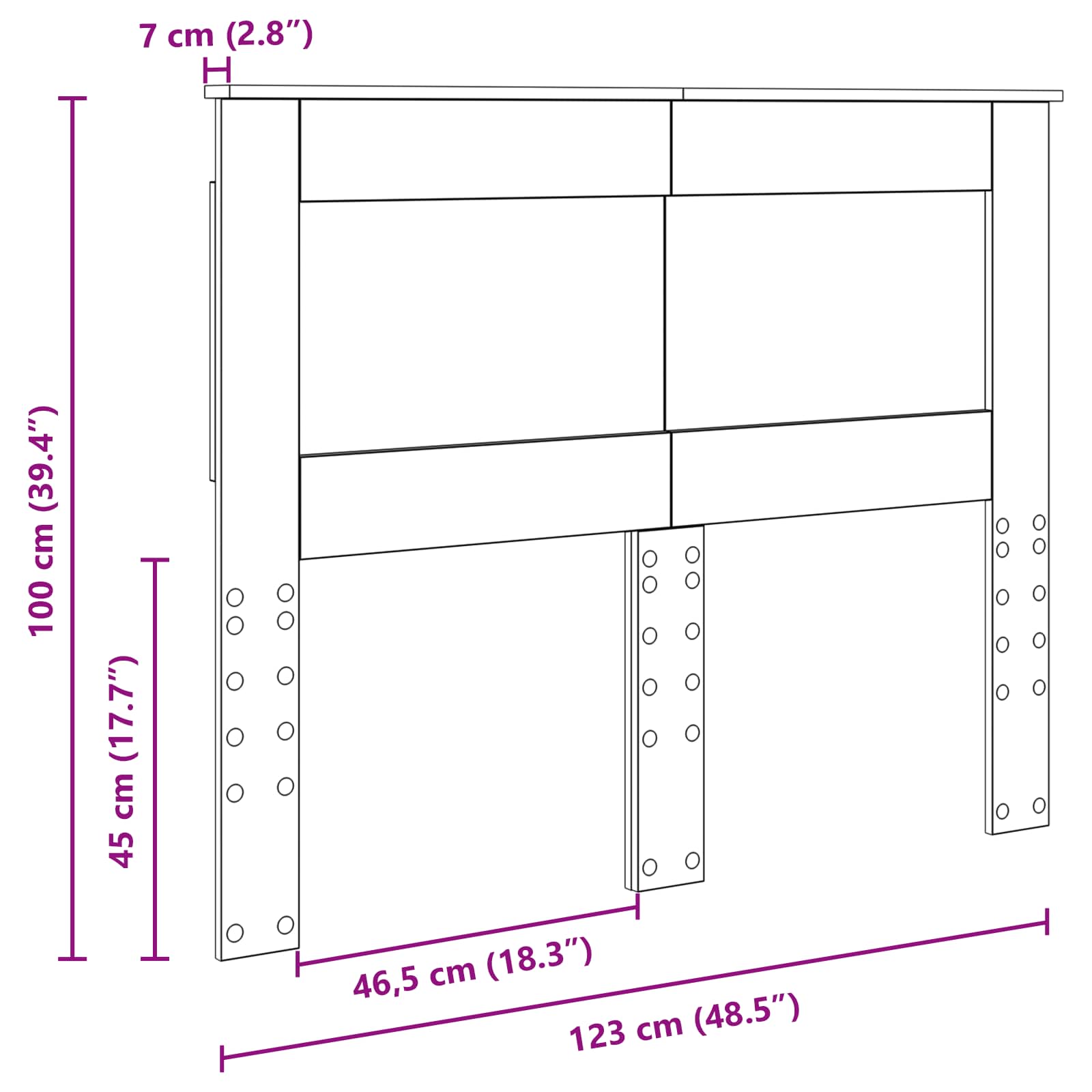 Uzglavlje s uzglavljem Staro drvo 120 cm Konstruirano drvo
