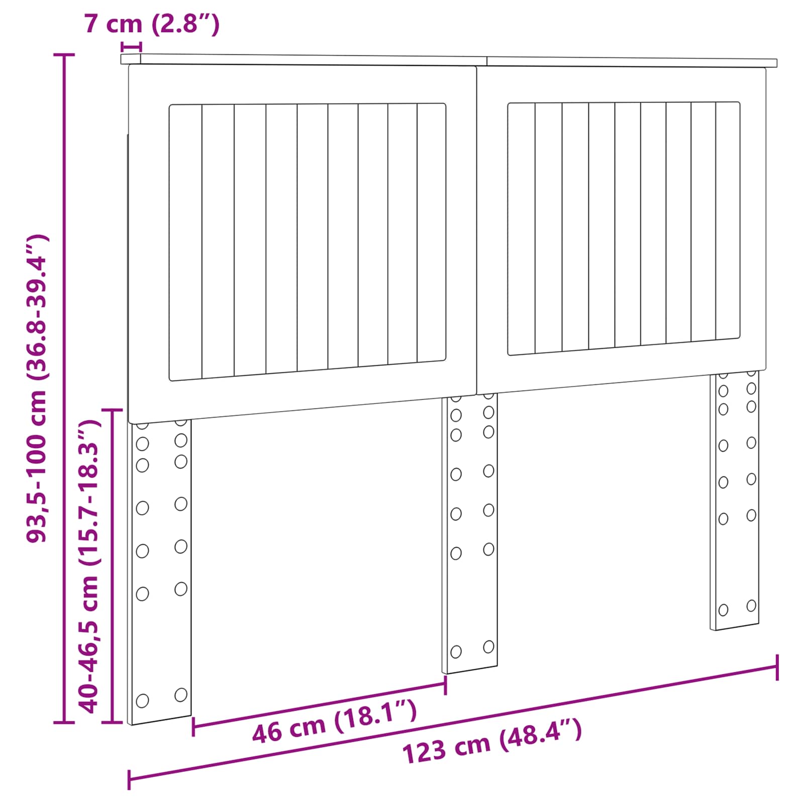 Uzglavlje s uzglavljem Bijelo 120 cm Konstruirano drvo