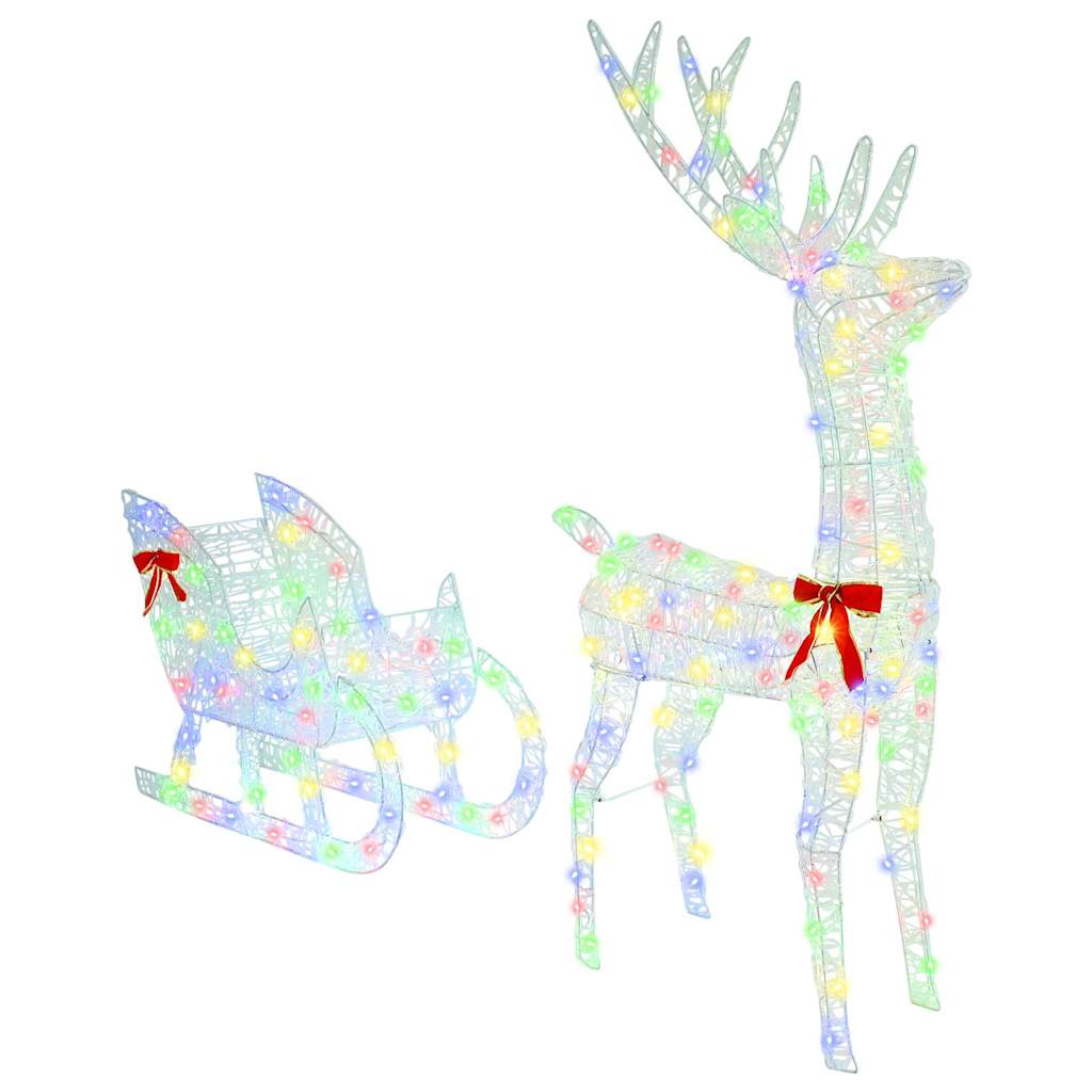 Reindeer vuče saonice šareni 70 x 26 x 129 cm Akril