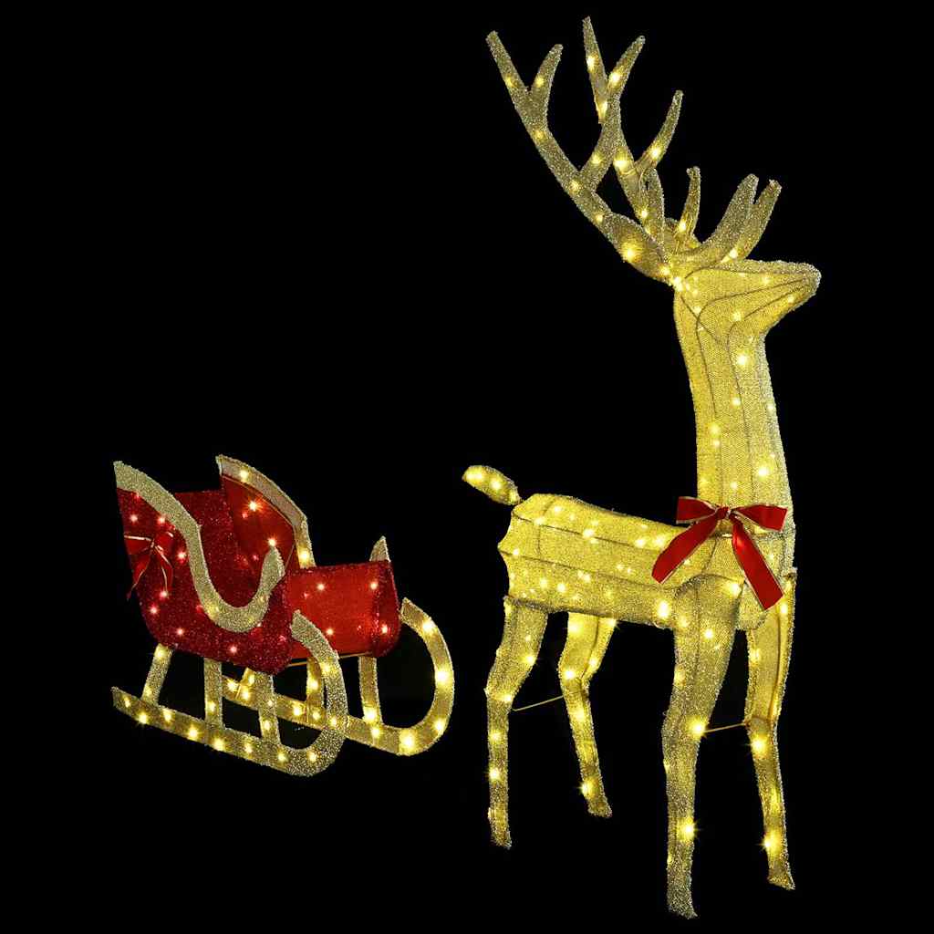 Reindeer vuče saonice Topla bijela 151 x 28 x 128,5 cm tkanina