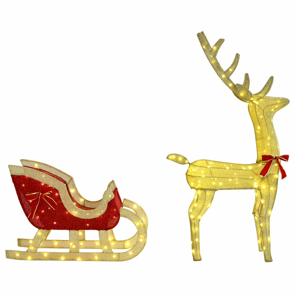 Reindeer vuče saonice Topla bijela 151 x 28 x 128,5 cm tkanina
